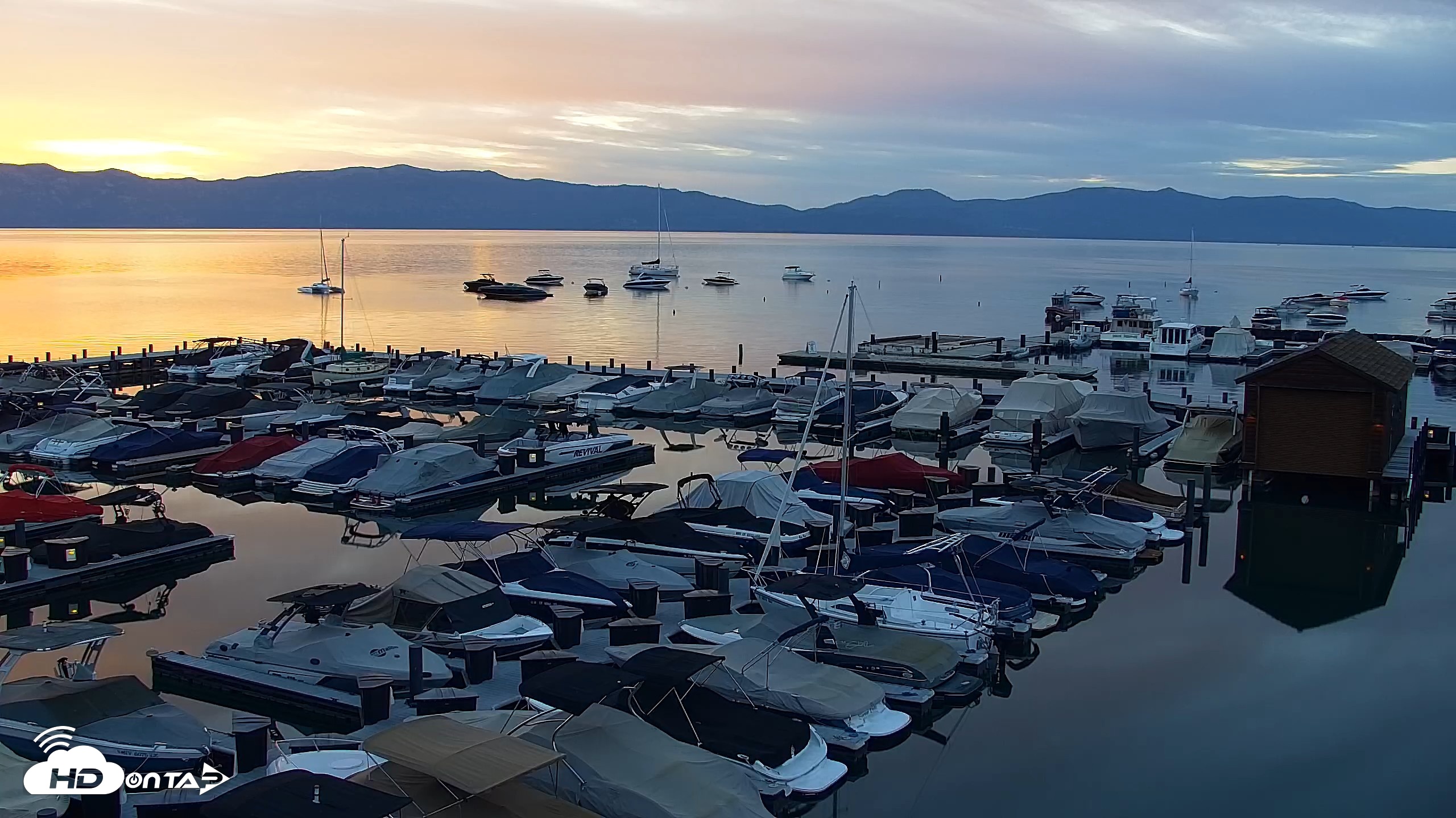 Snapshot of Tahoe City Marina - Lake Tahoe Live Webcam taken Aug 21, 2026, 6:19am PDT