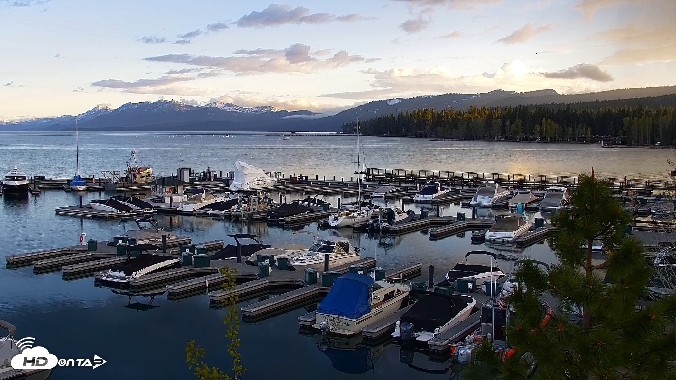 Snapshot of Tahoe City Marina - Lake Tahoe Live Webcam taken May 5, 2026, 7:22pm PDT