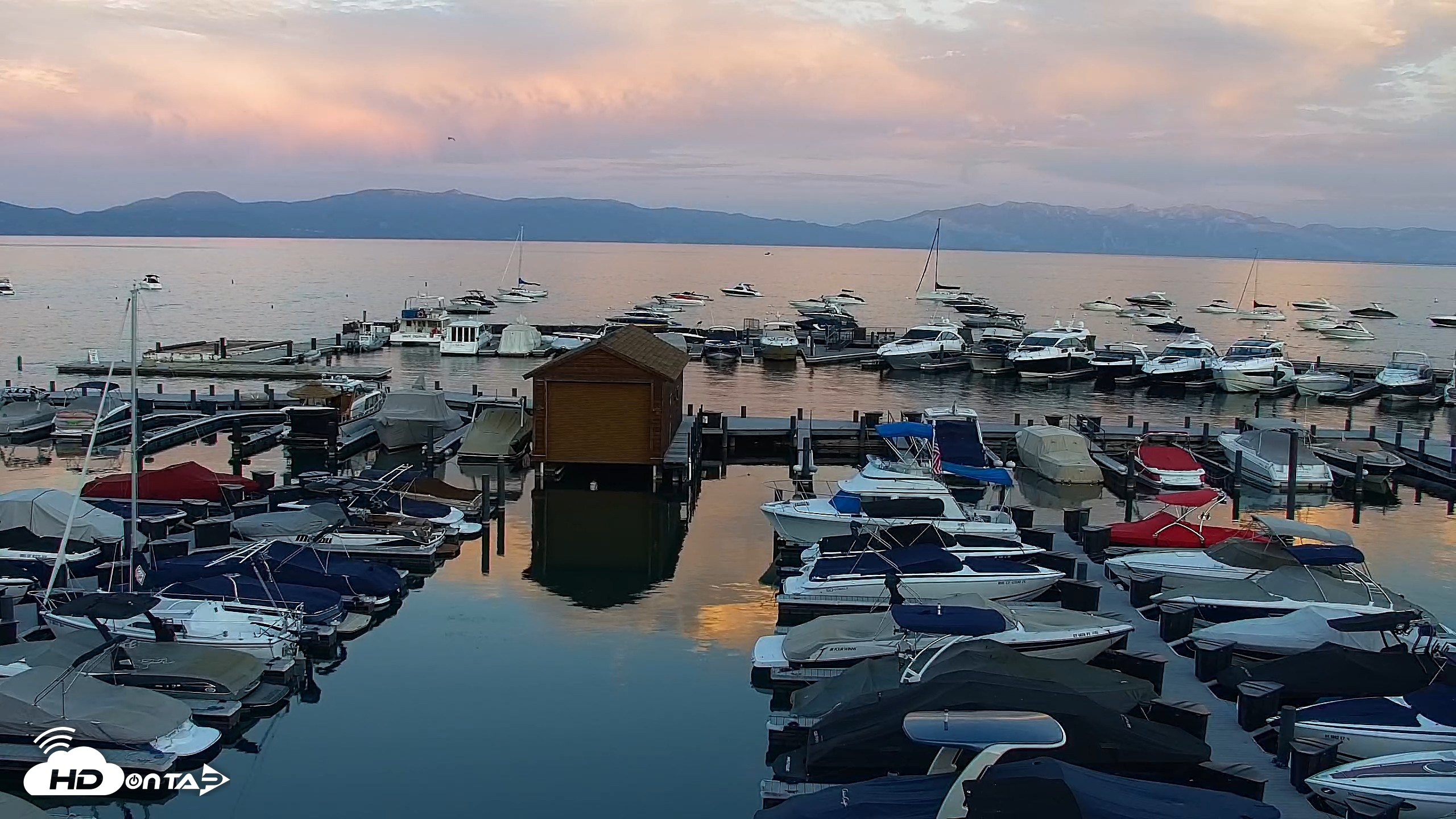 Snapshot of Tahoe City Marina - Lake Tahoe Live Webcam taken Aug 7, 2026, 8:02pm PDT