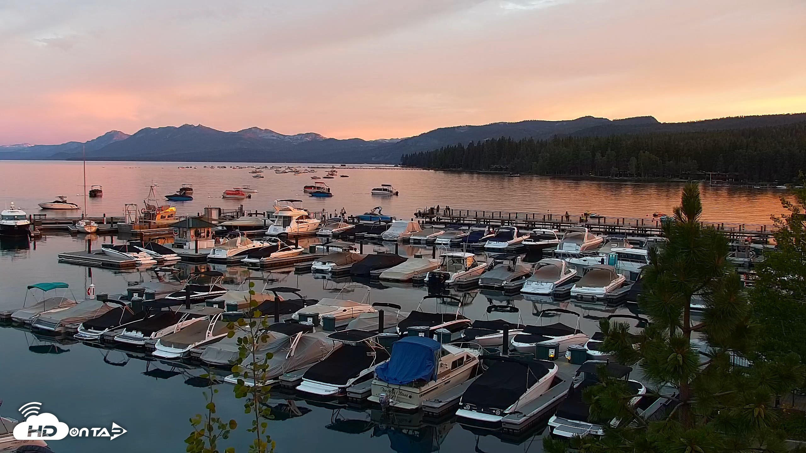 Snapshot of Tahoe City Marina - Lake Tahoe Live Webcam taken Jul 12, 2026, 8:29pm PDT