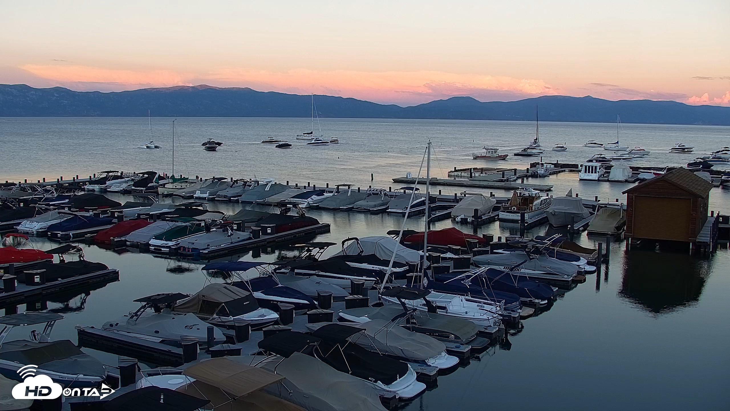 Snapshot of Tahoe City Marina - Lake Tahoe Live Webcam taken Jul 22, 2026, 8:20pm PDT