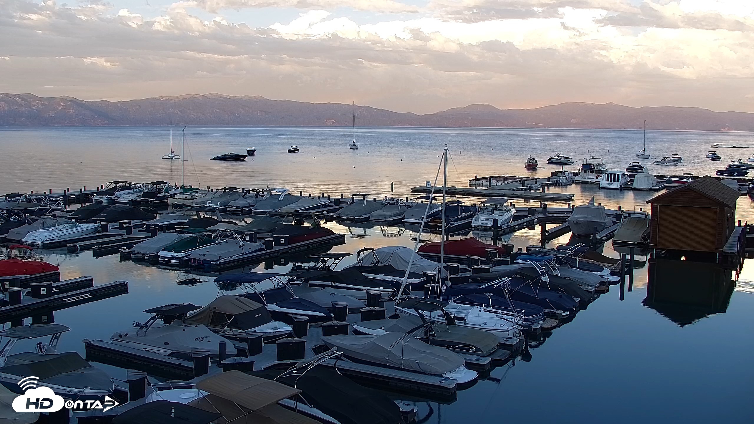Snapshot of Tahoe City Marina - Lake Tahoe Live Webcam taken Jun 13, 2026, 8:10pm PDT