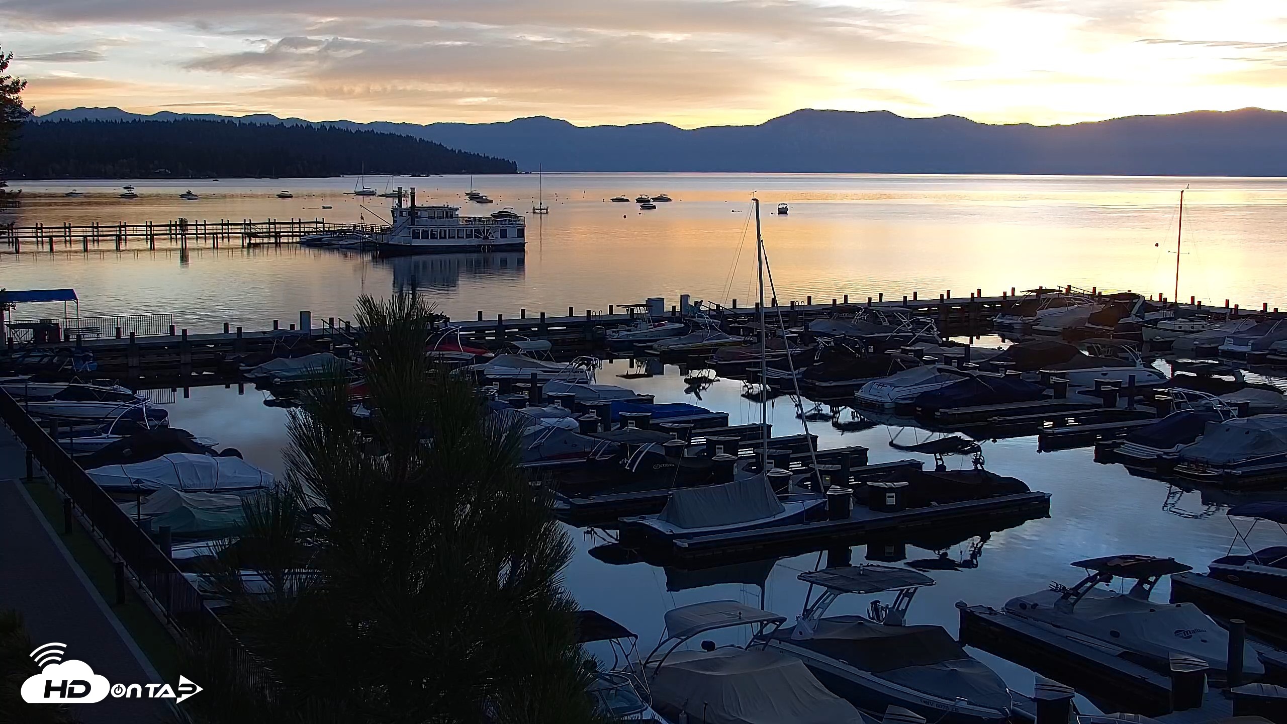 Snapshot of Tahoe City Marina - Lake Tahoe Live Webcam taken Oct 2, 2026, 7:00am PDT