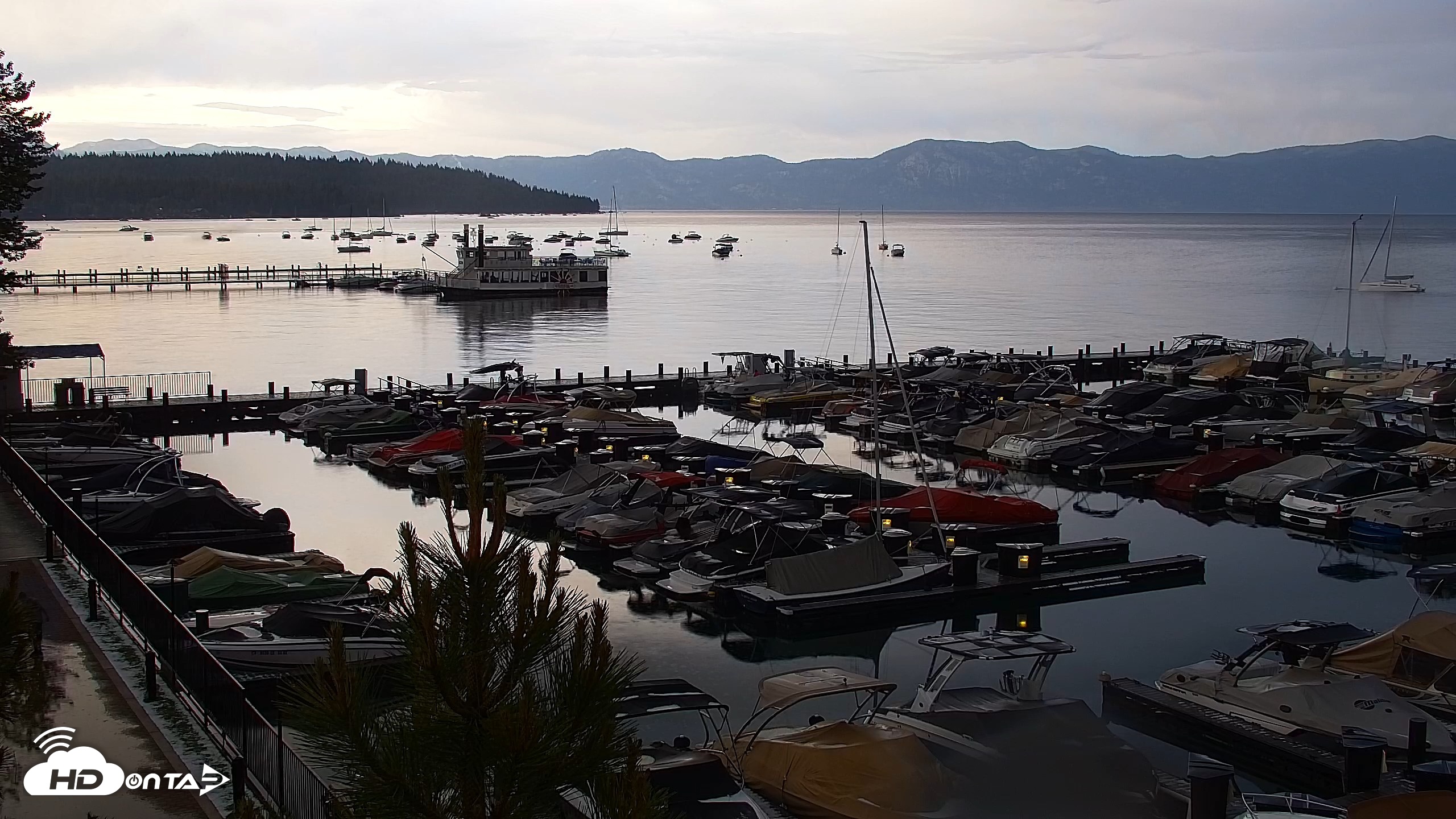 Snapshot of Tahoe City Marina - Lake Tahoe Live Webcam taken Jun 18, 2026, 8:08pm PDT