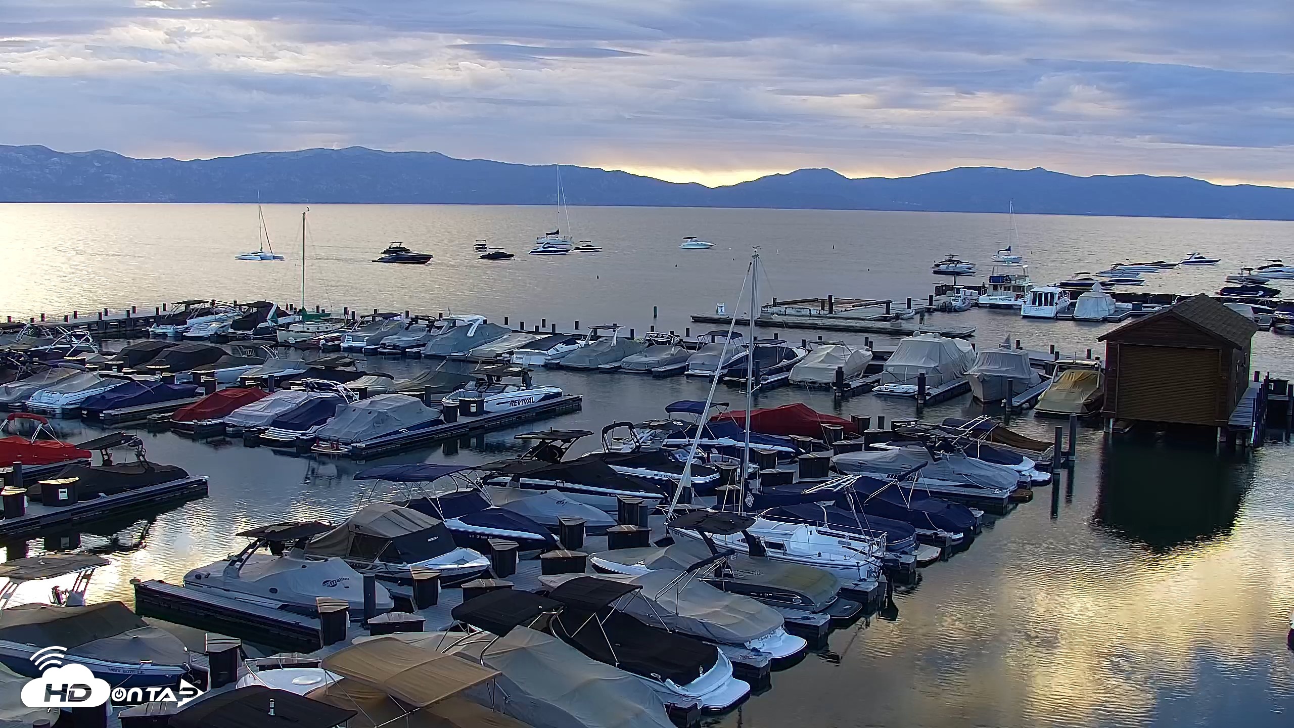 Snapshot of Tahoe City Marina - Lake Tahoe Live Webcam taken Aug 22, 2026, 7:09am PDT