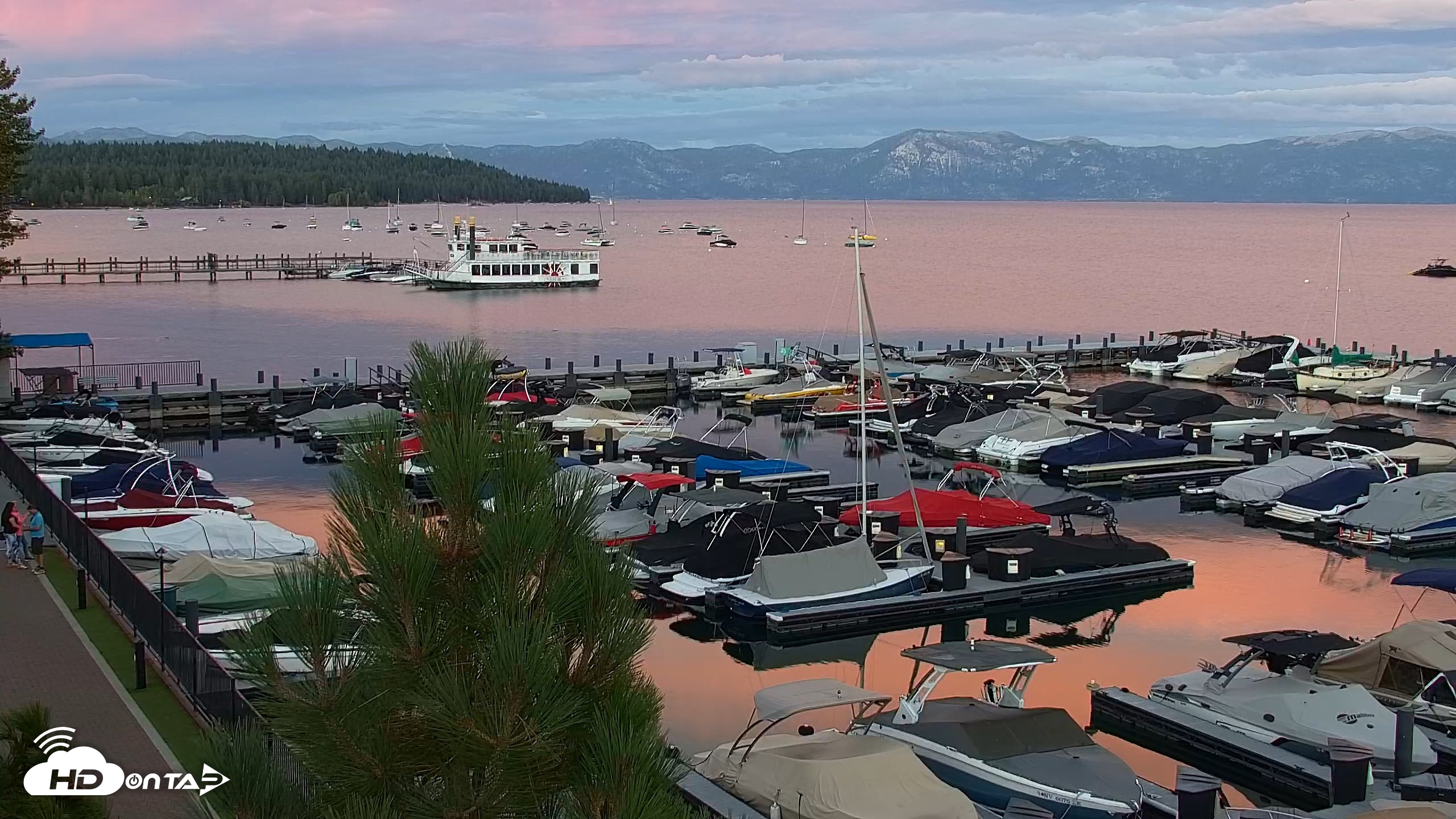 Snapshot of Tahoe City Marina - Lake Tahoe Live Webcam taken Sep 10, 2026, 7:25pm PDT