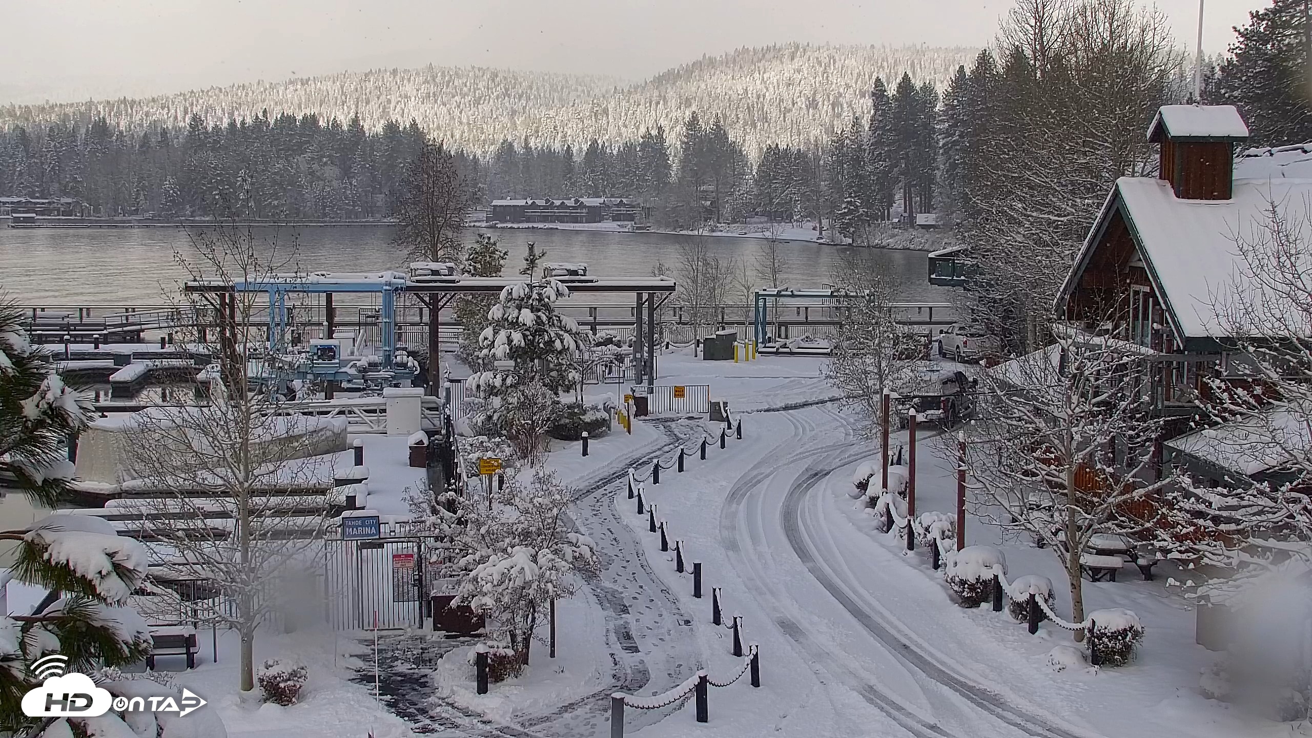 Snapshot of Tahoe City Marina - Lake Tahoe Live Webcam taken Apr 12, 2026, 8:26am PDT