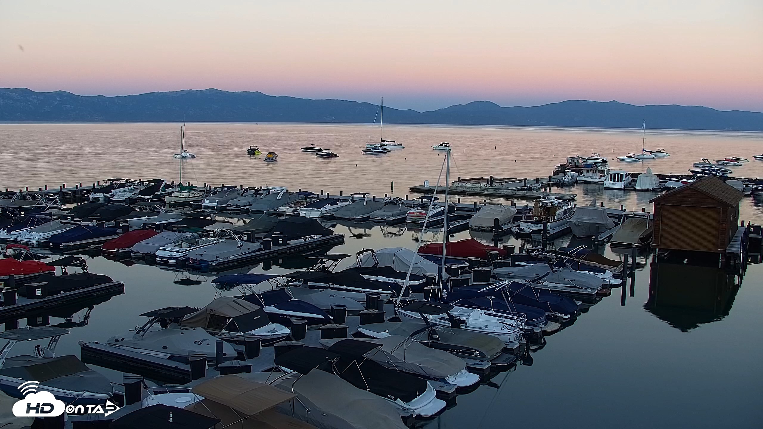 Snapshot of Tahoe City Marina - Lake Tahoe Live Webcam taken Aug 3, 2026, 8:12pm PDT