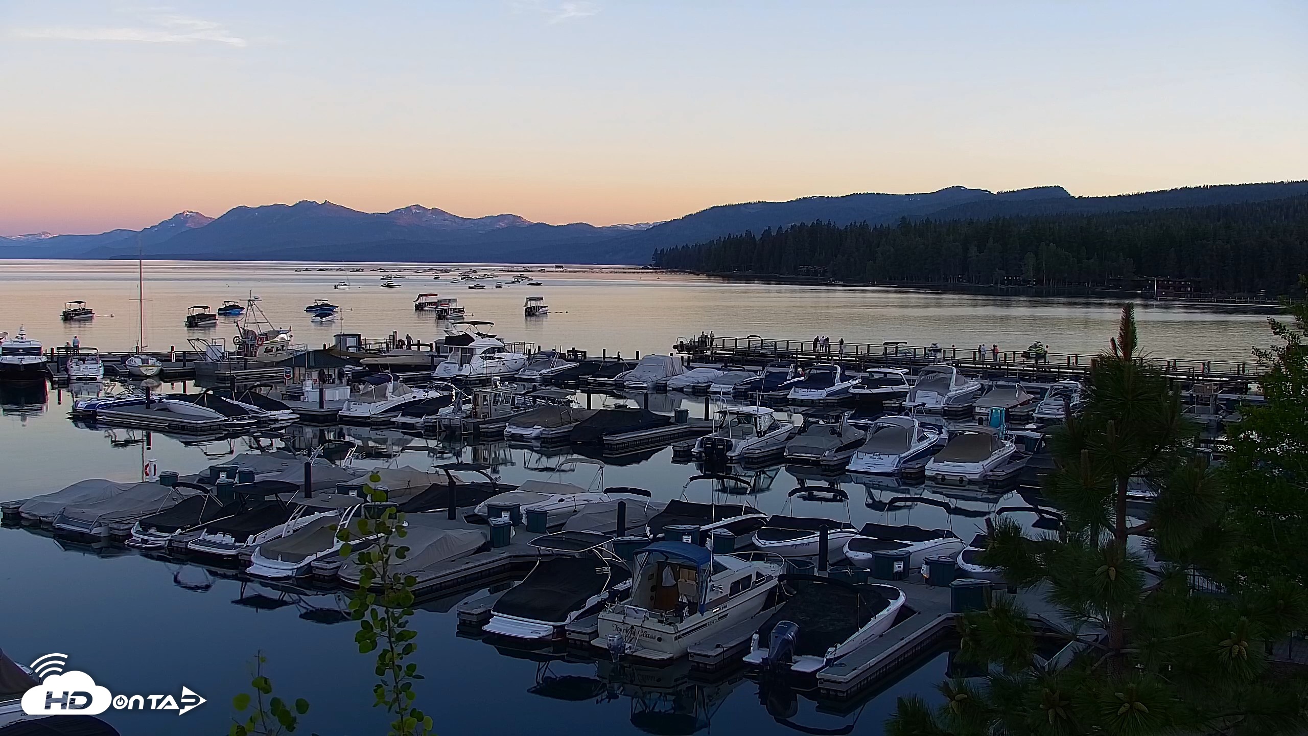 Snapshot of Tahoe City Marina - Lake Tahoe Live Webcam taken Jun 16, 2026, 8:25pm PDT