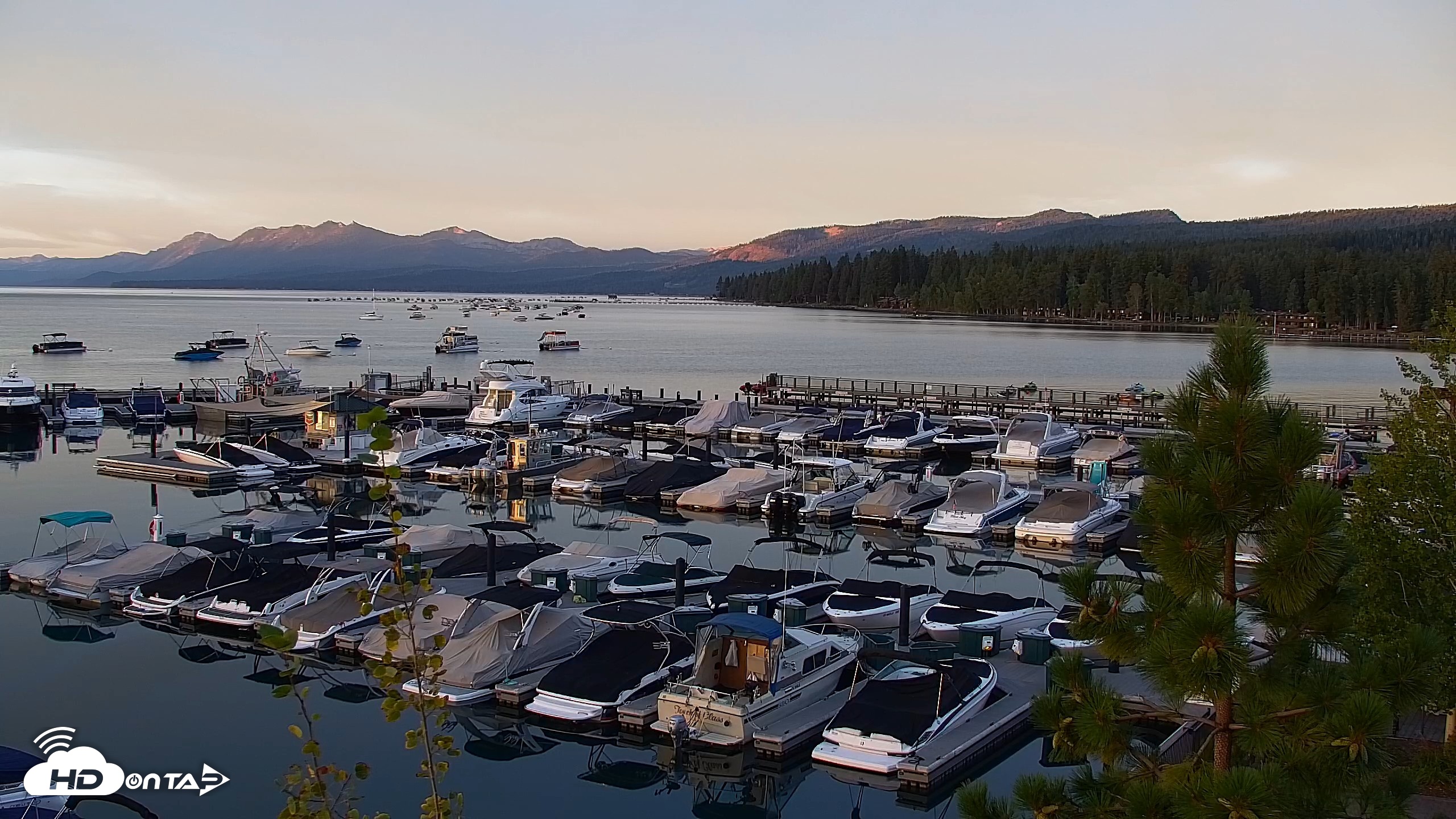 Snapshot of Tahoe City Marina - Lake Tahoe Live Webcam taken Aug 25, 2026, 6:29am PDT