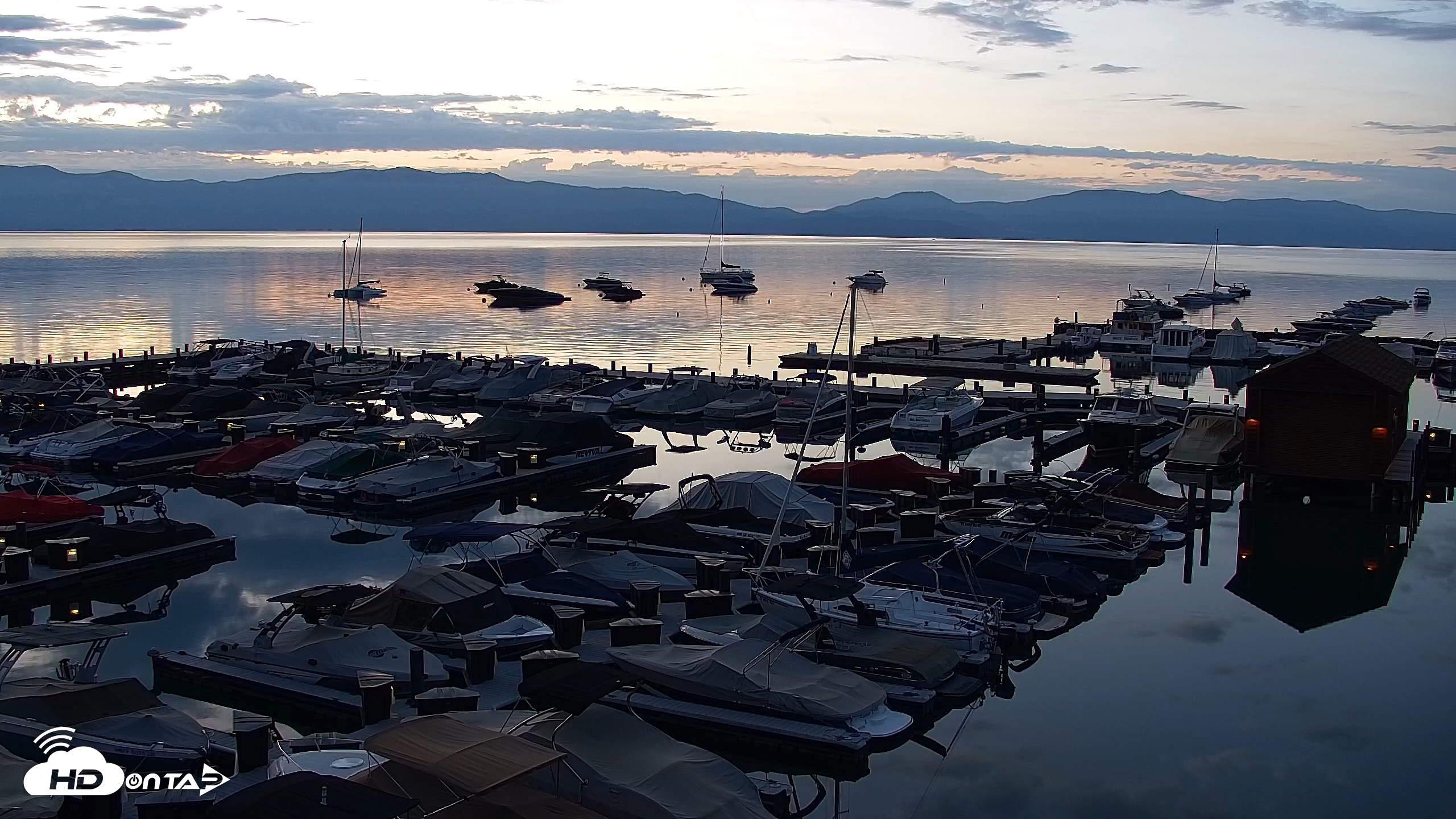 Snapshot of Tahoe City Marina - Lake Tahoe Live Webcam taken Aug 9, 2026, 5:53am PDT