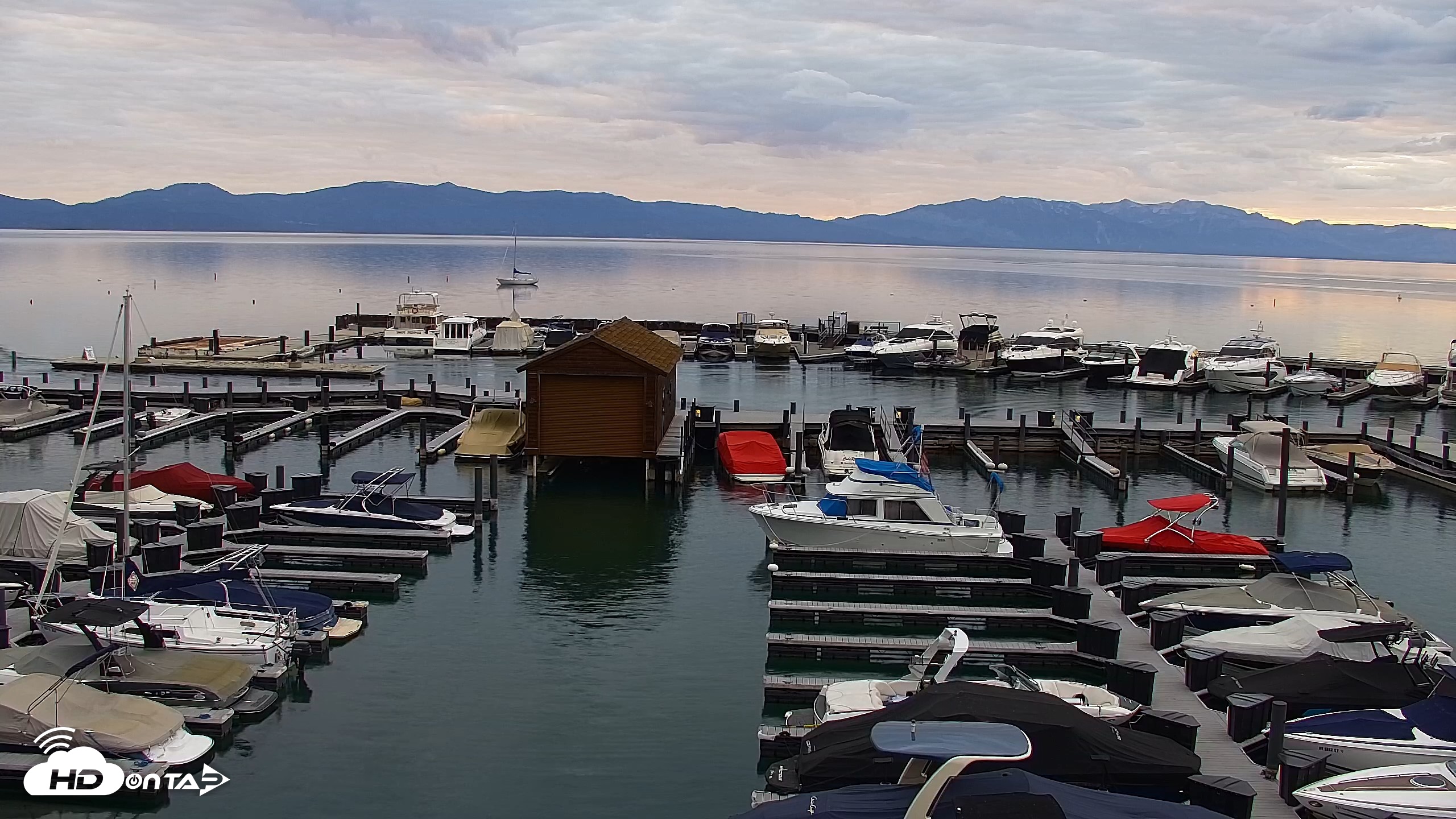 Snapshot of Tahoe City Marina - Lake Tahoe Live Webcam taken Oct 9, 2026, 7:11am PDT