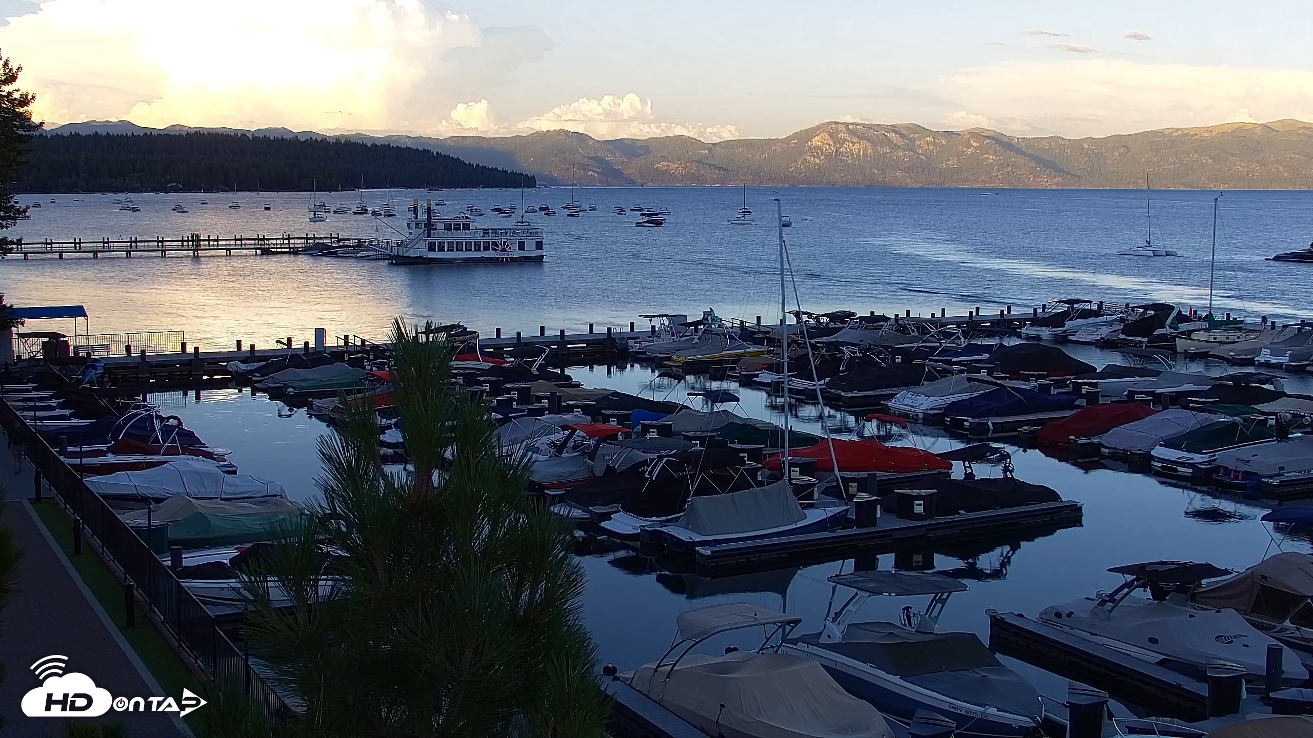 Snapshot of Tahoe City Marina - Lake Tahoe Live Webcam taken Jul 22, 2026, 8:02pm PDT