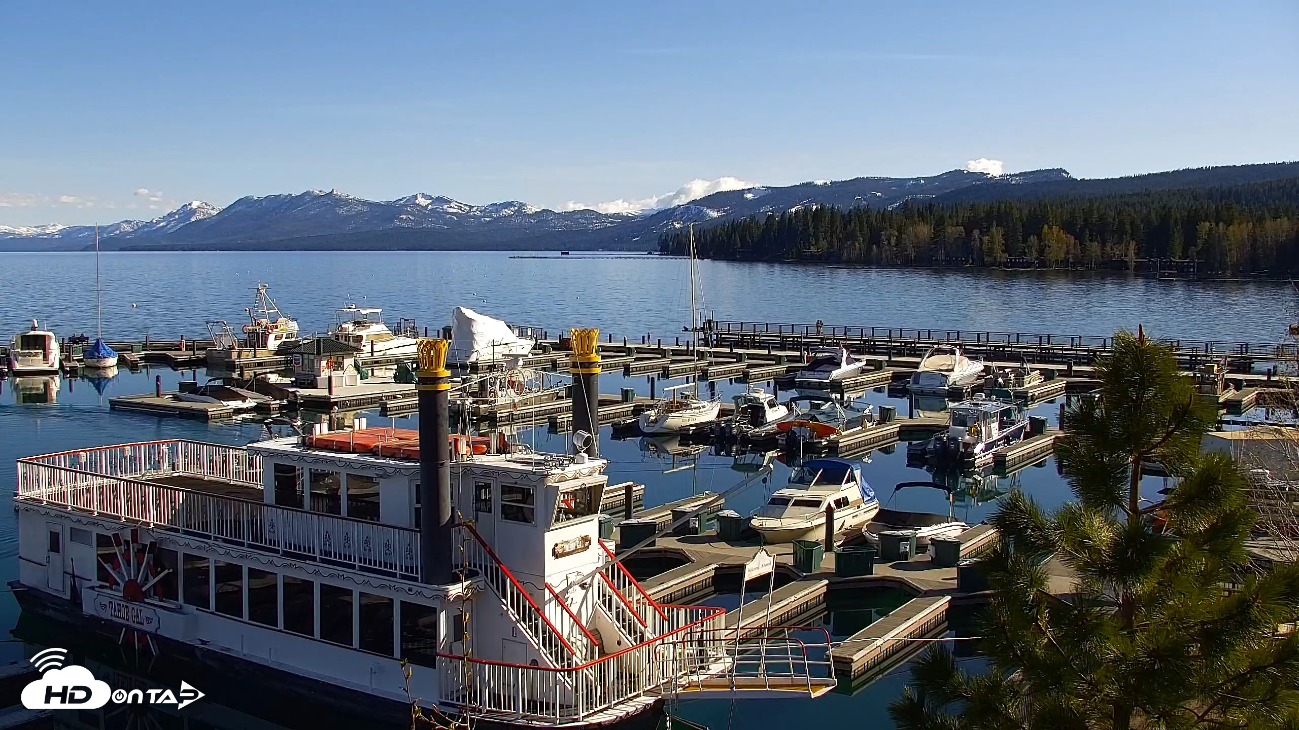 Snapshot of Tahoe City Marina - Lake Tahoe Live Webcam taken Apr 23, 2026, 5:11pm PDT