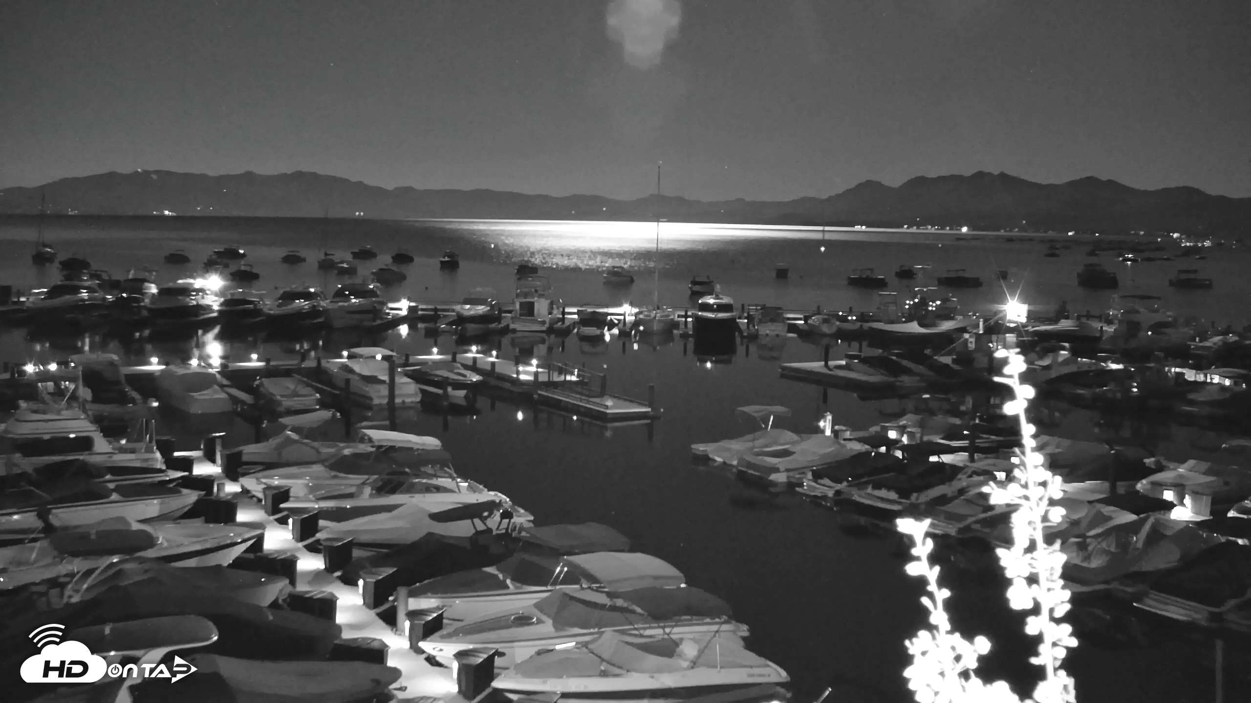 Snapshot of Tahoe City Marina - Lake Tahoe Live Webcam taken Jul 28, 2026, 11:59pm PDT