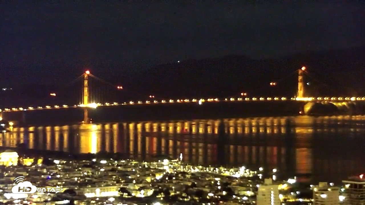 Snapshot of San Francisco Golden Gate Bridge Live Webcam taken Jan 7, 2026, 12:47am PST