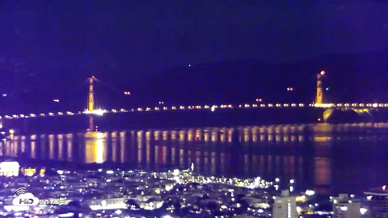 Snapshot of San Francisco Golden Gate Bridge Live Webcam taken Jan 7, 2026, 12:46am PST