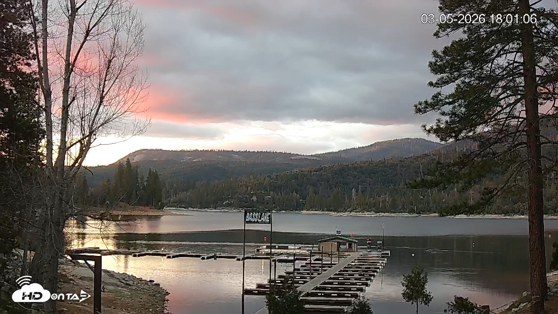 Snapshot of Miller's Landing Resort on Bass Lake Live Webcam taken Mar 5, 2026, 6:00pm PST