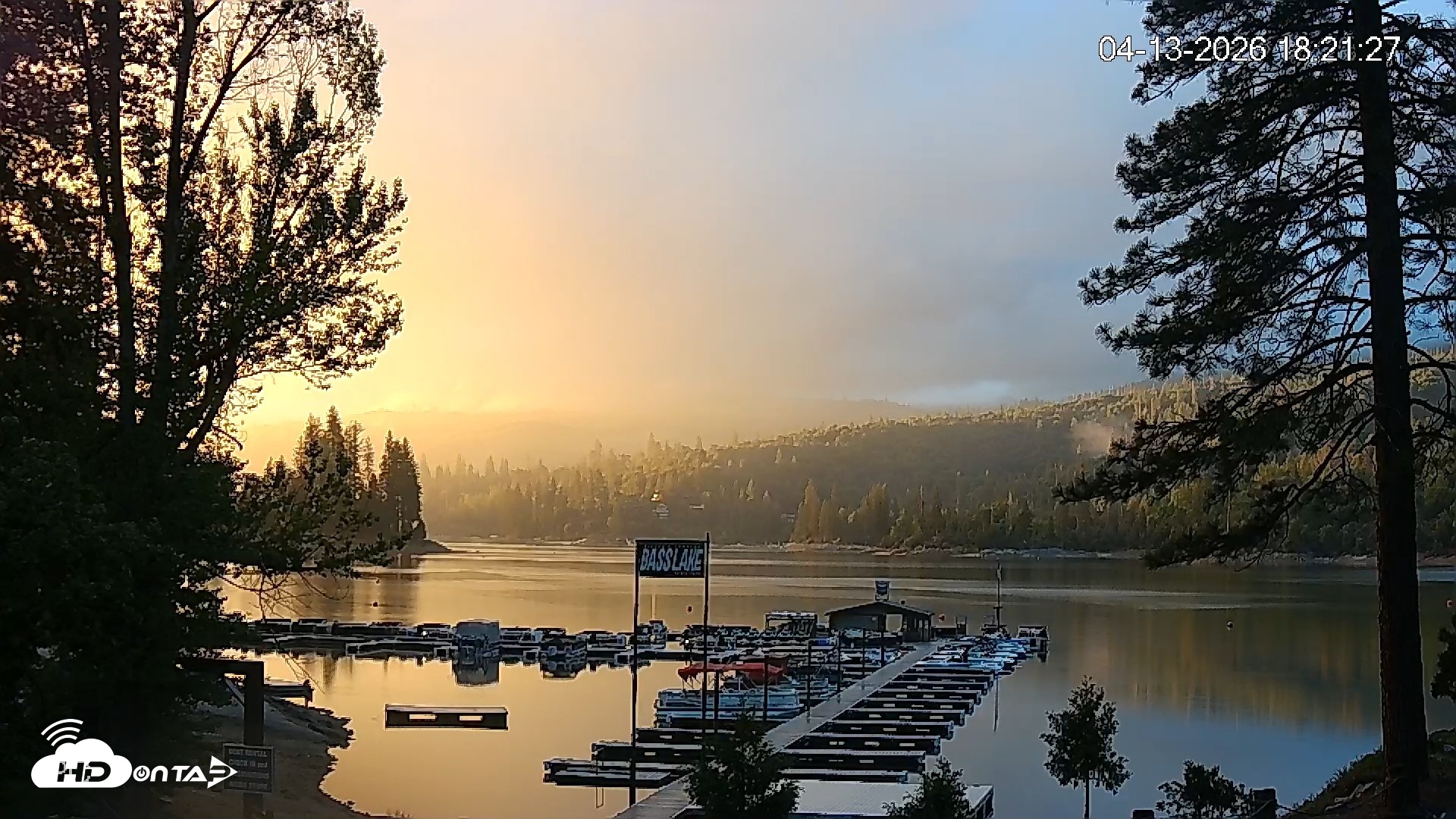 Snapshot of Miller's Landing Resort on Bass Lake Live Webcam taken Apr 13, 2026, 7:21pm PDT
