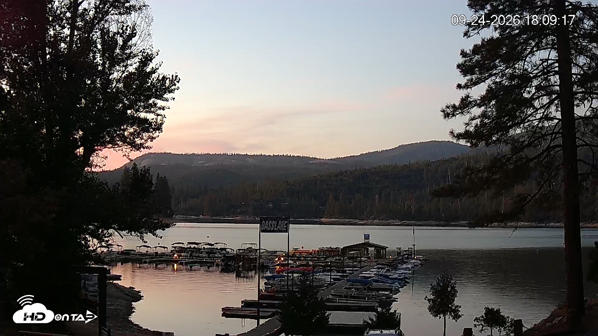 Snapshot of Miller's Landing Resort on Bass Lake Live Webcam taken Sep 24, 2026, 7:09pm PDT