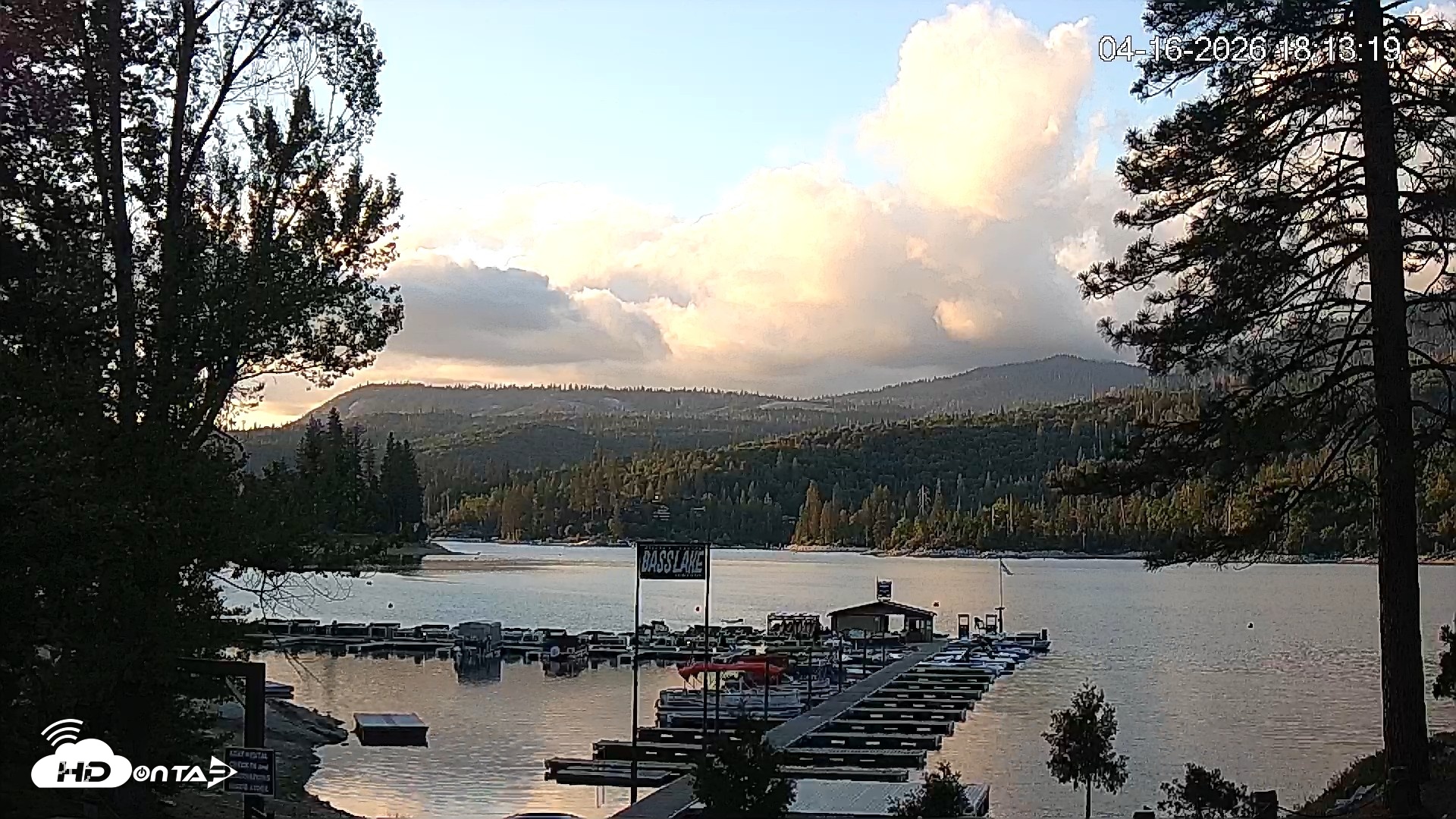 Snapshot of Miller's Landing Resort on Bass Lake Live Webcam taken Apr 16, 2026, 7:13pm PDT