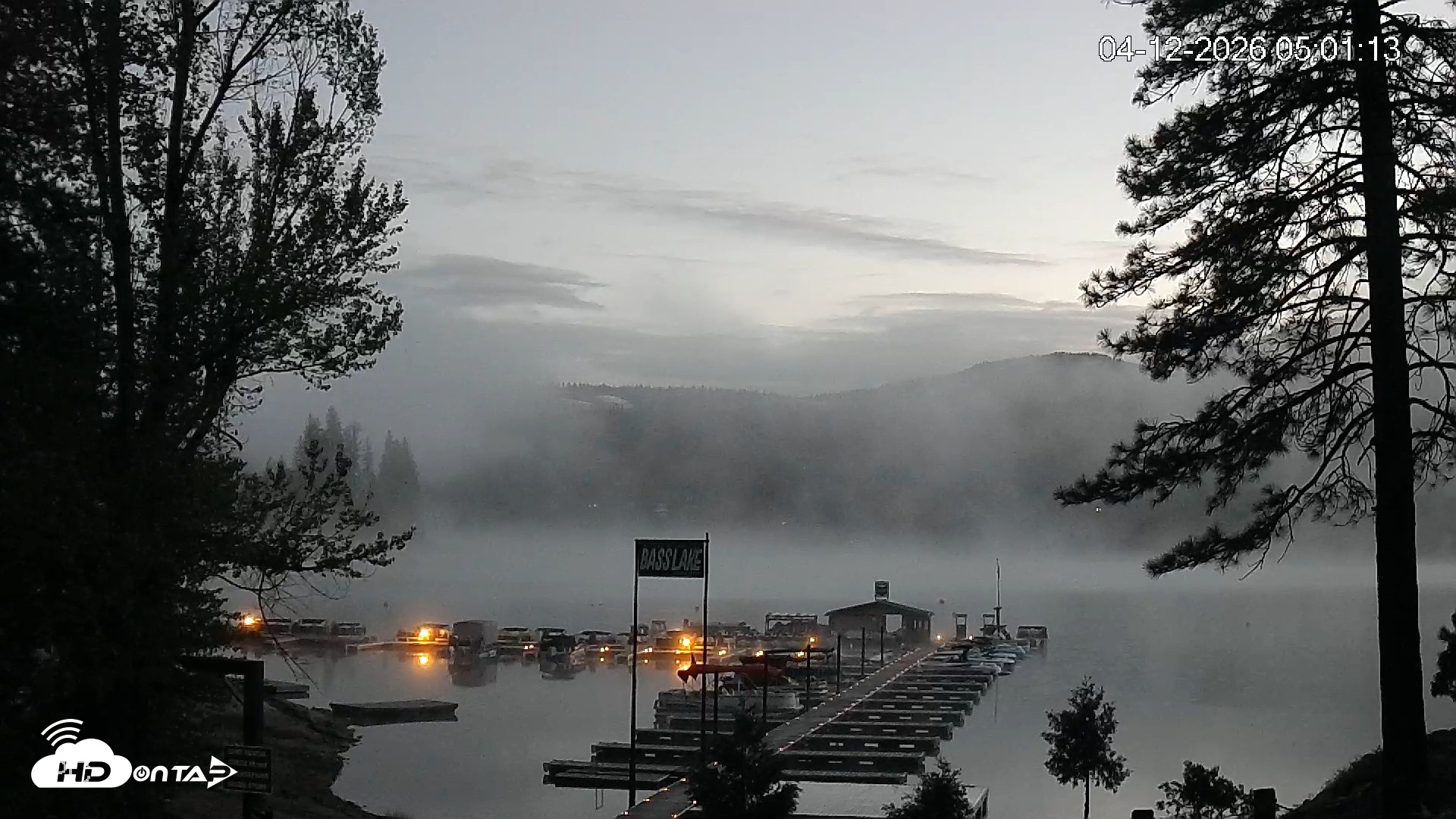 Snapshot of Miller's Landing Resort on Bass Lake Live Webcam taken Apr 12, 2026, 6:02am PDT