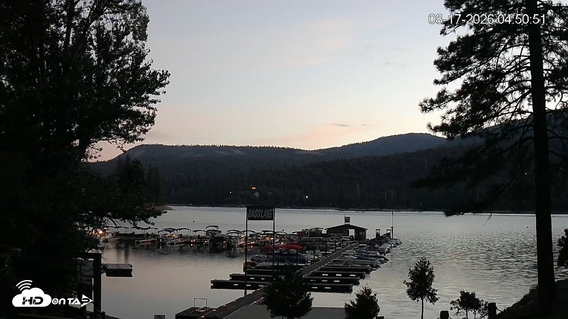 Snapshot of Miller's Landing Resort on Bass Lake Live Webcam taken Aug 17, 2026, 5:51am PDT