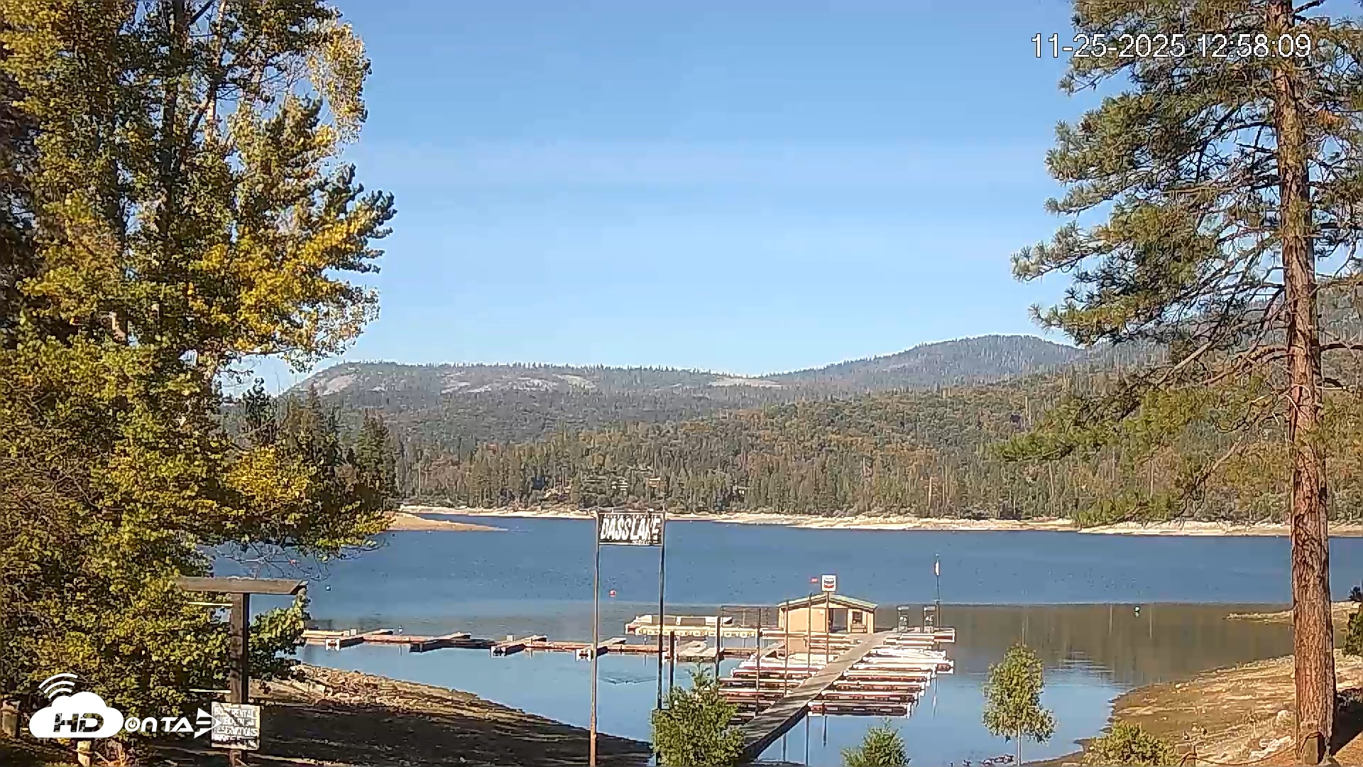Snapshot of Miller's Landing Resort on Bass Lake Live Webcam taken Nov 25, 2025, 12:58pm PST