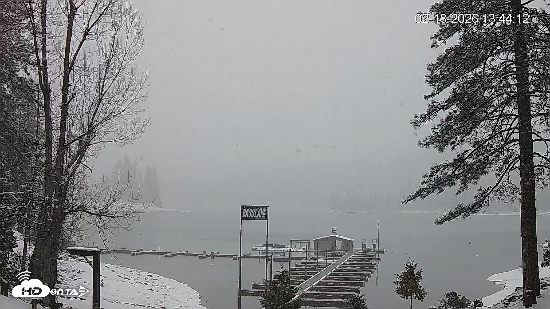 Snapshot of Miller's Landing Resort on Bass Lake Live Webcam taken Feb 18, 2026, 1:44pm PST