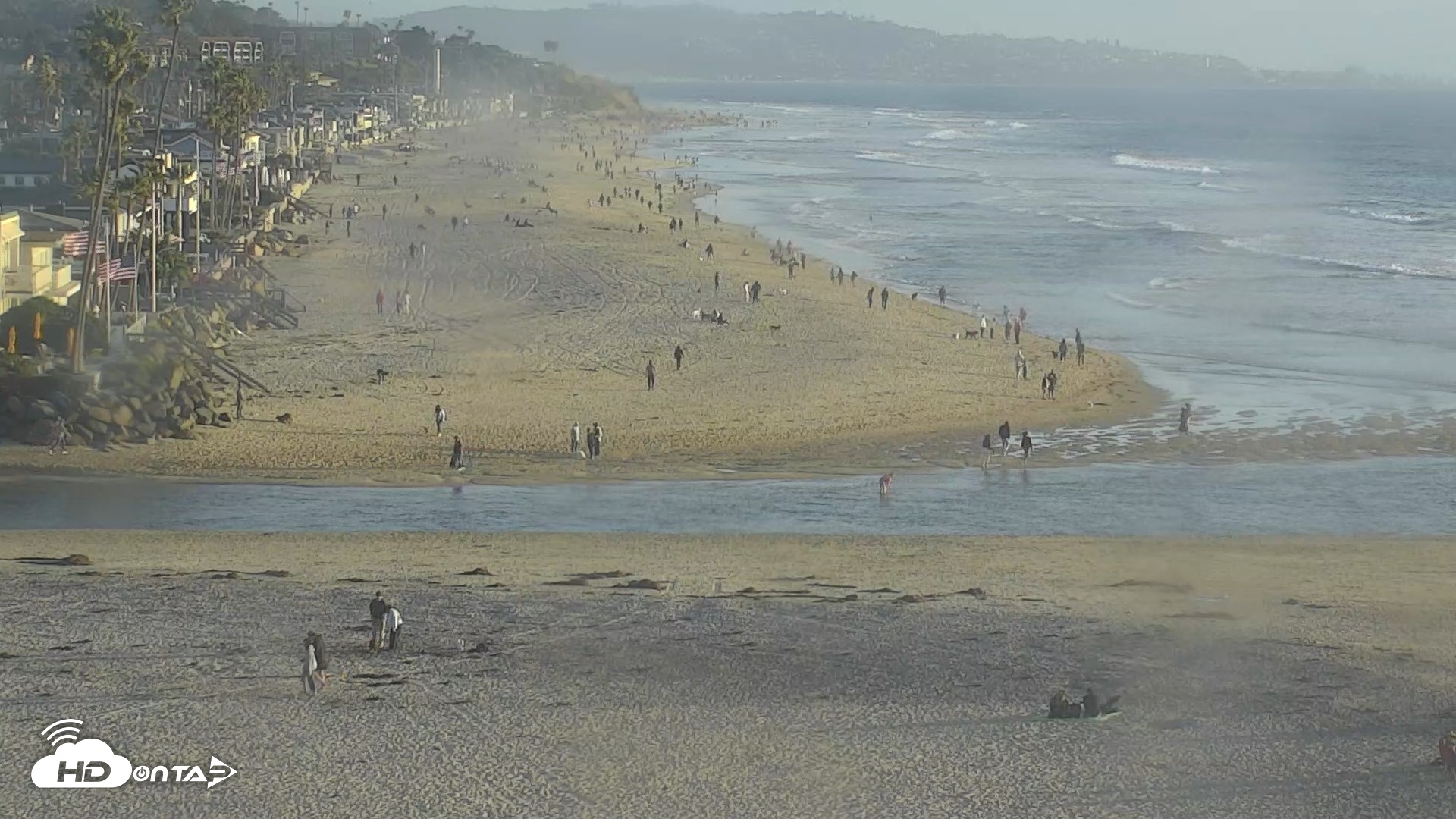Snapshot of Del Mar's Dog Beach - River Mouth Live Webcam taken Feb 14, 2026, 4:58pm PST