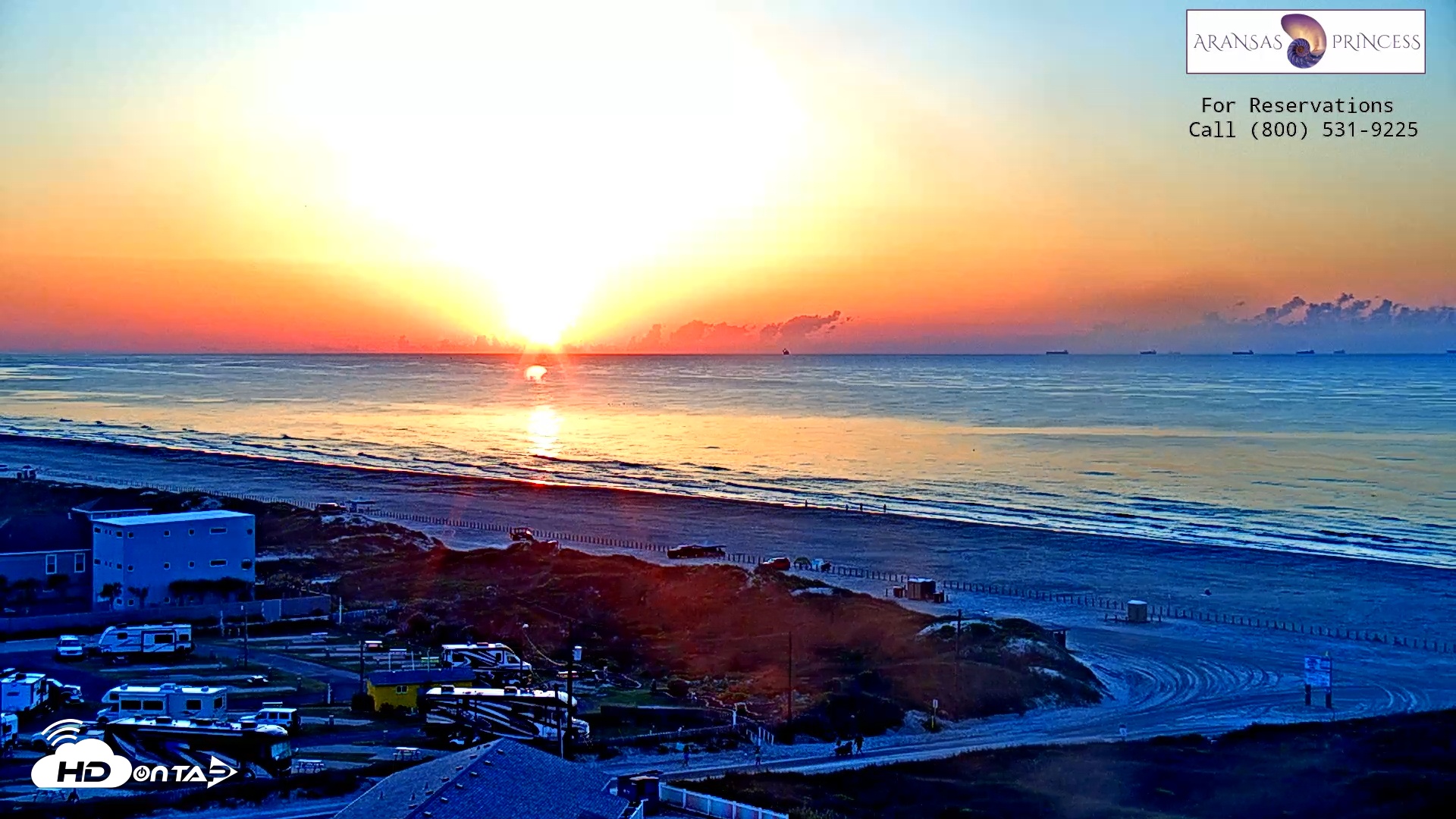 Snapshot of Aransas Princess - Port Aransas Beach Live Webcam taken May 12, 2025, 6:45am CDT