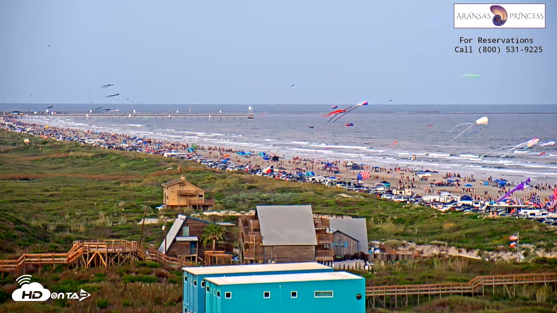 Snapshot of Aransas Princess - Port Aransas Beach Live Webcam taken Oct 11, 2025, 7:10pm CDT