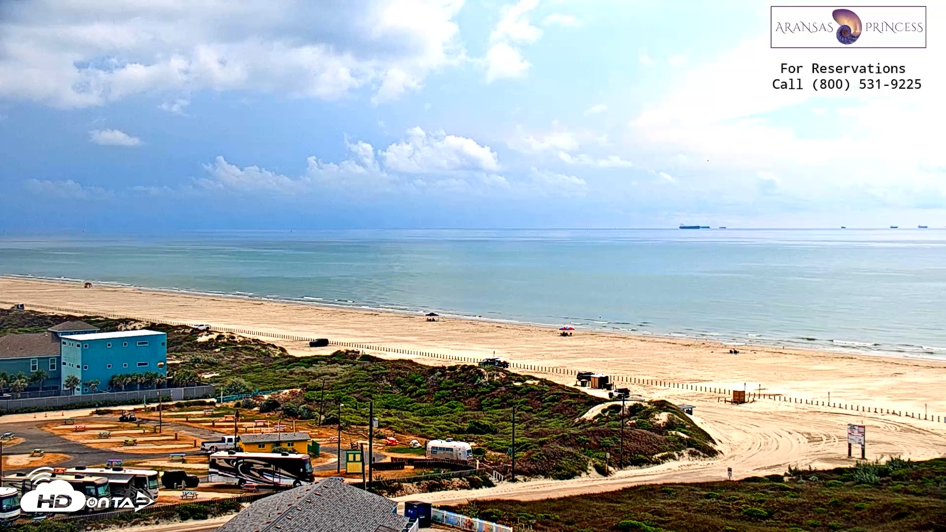 Snapshot of Aransas Princess - Port Aransas Beach Live Webcam taken Aug 19, 2025, 11:11am CDT