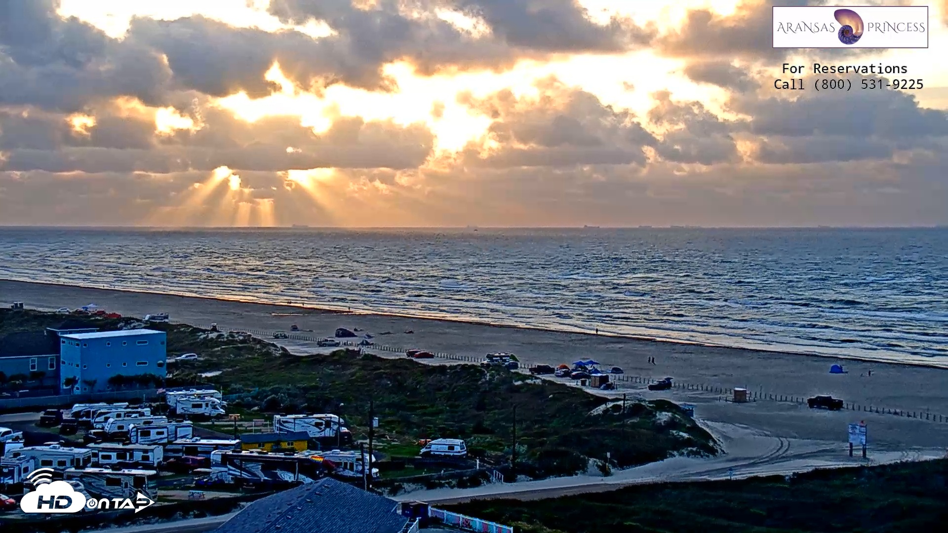 Snapshot of Aransas Princess - Port Aransas Beach Live Webcam taken Jun 8, 2025, 6:51am CDT