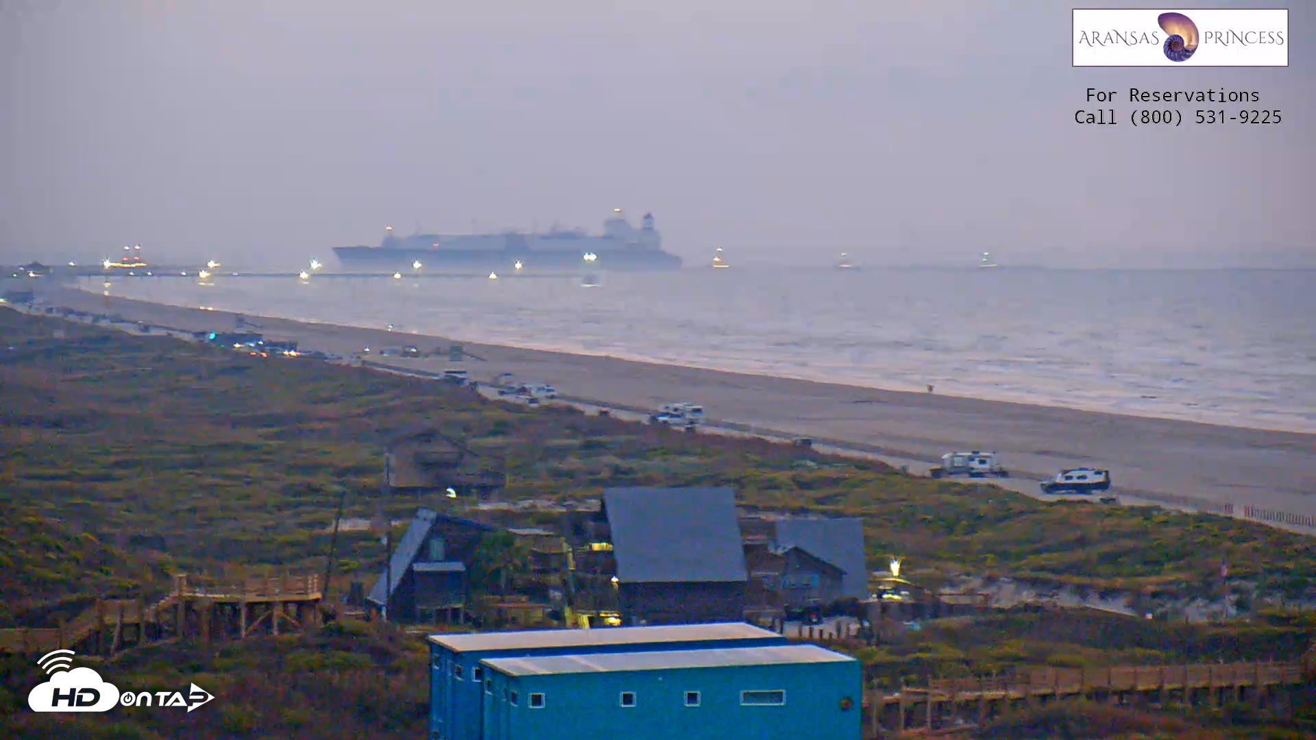 Snapshot of Aransas Princess - Port Aransas Beach Live Webcam taken Nov 8, 2025, 6:26am CST