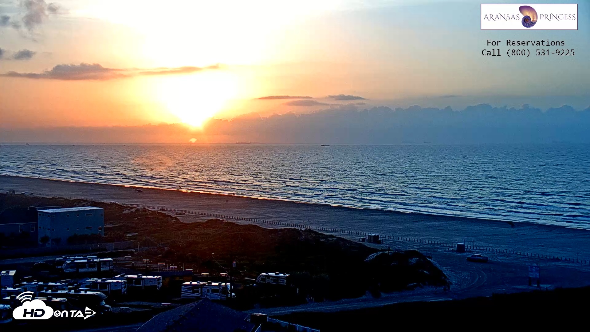 Snapshot of Aransas Princess - Port Aransas Beach Live Webcam taken Jul 23, 2025, 6:55am CDT