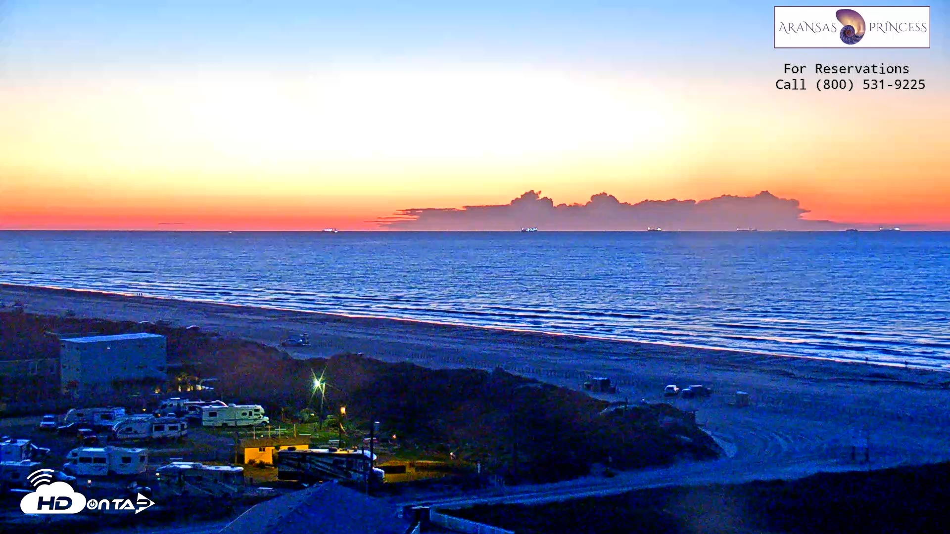 Snapshot of Aransas Princess - Port Aransas Beach Live Webcam taken May 10, 2025, 6:15am CDT