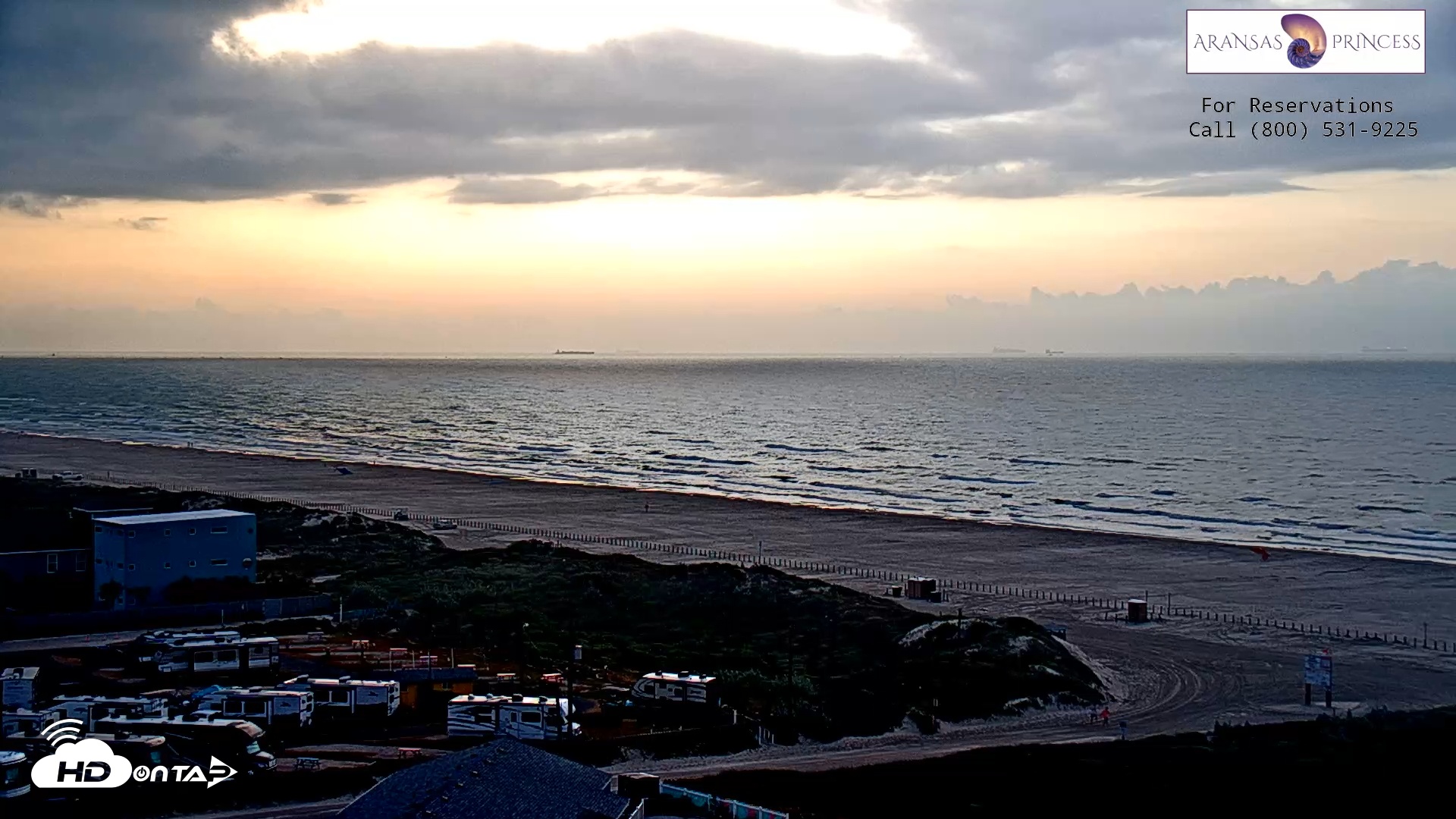 Snapshot of Aransas Princess - Port Aransas Beach Live Webcam taken Jul 23, 2025, 6:43am CDT