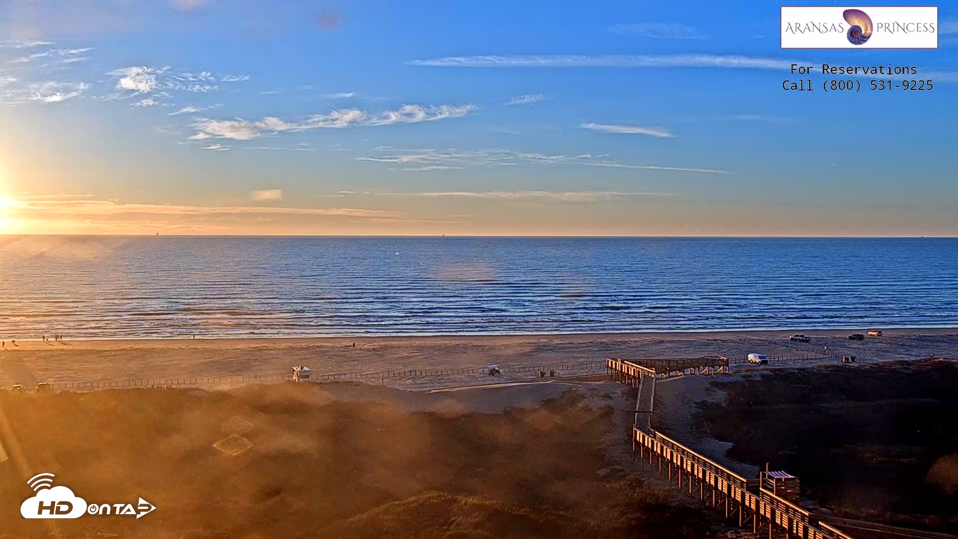 Snapshot of Aransas Princess - Port Aransas Beach Live Webcam taken Feb 16, 2026, 7:21am CST