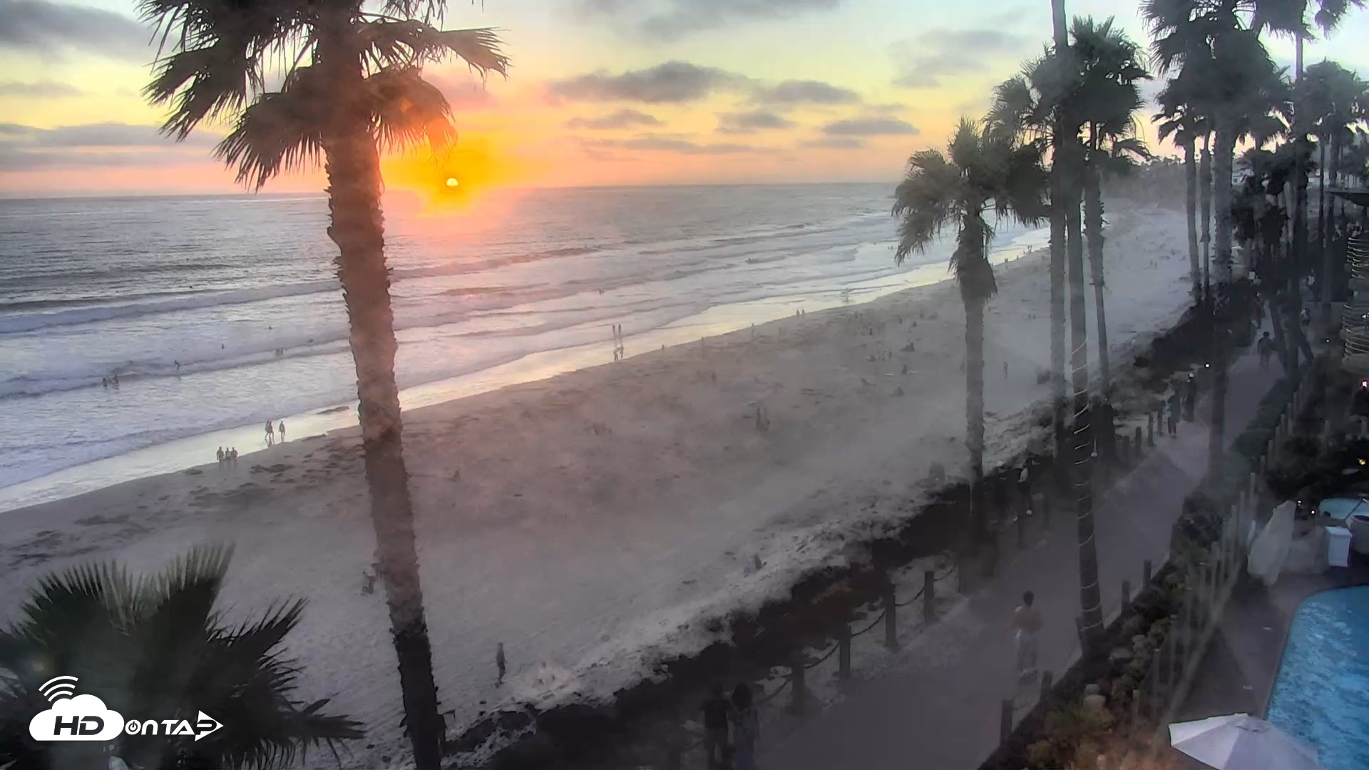 Snapshot of Pacific Beach Live Surf Webcam taken Jul 22, 2026, 7:53pm PDT