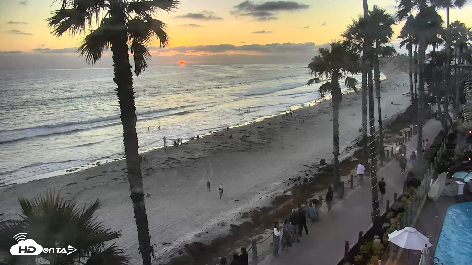 Snapshot of Pacific Beach Live Surf Webcam taken Jul 1, 2026, 8:00pm PDT