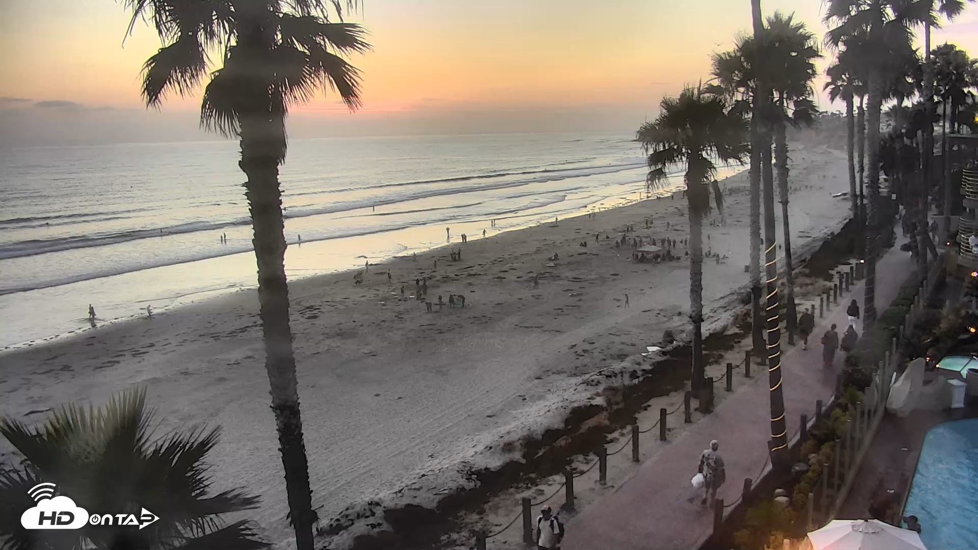 Snapshot of Pacific Beach Live Surf Webcam taken Jul 17, 2026, 8:03pm PDT
