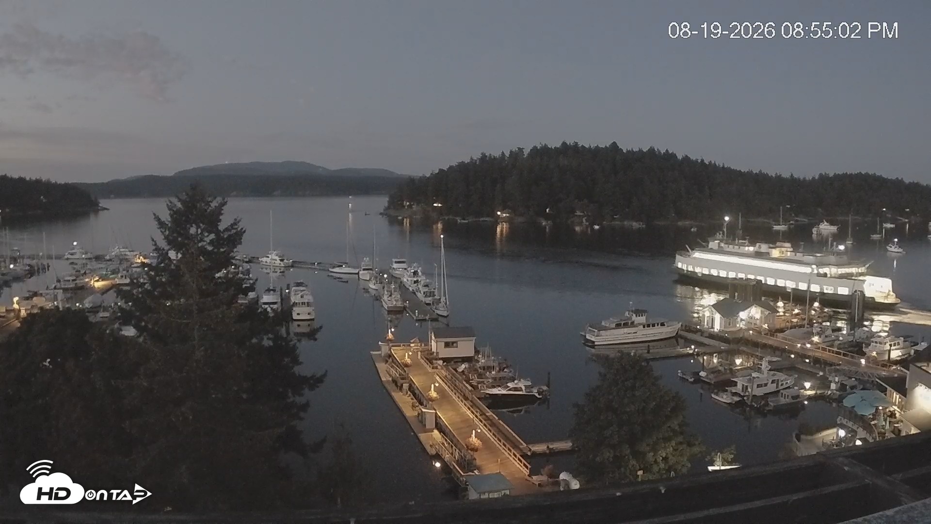 Snapshot of Friday Harbor - San Juan Island Live Webcam taken Aug 19, 2026, 8:55pm PDT