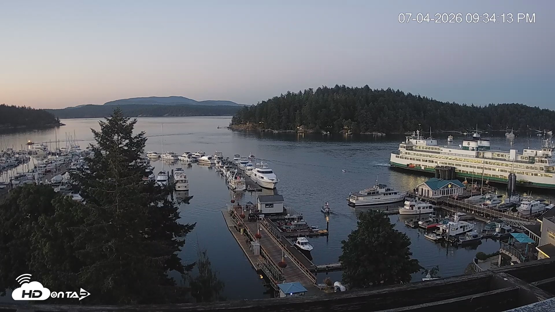 Snapshot of Friday Harbor - San Juan Island Live Webcam taken Jul 4, 2026, 9:35pm PDT