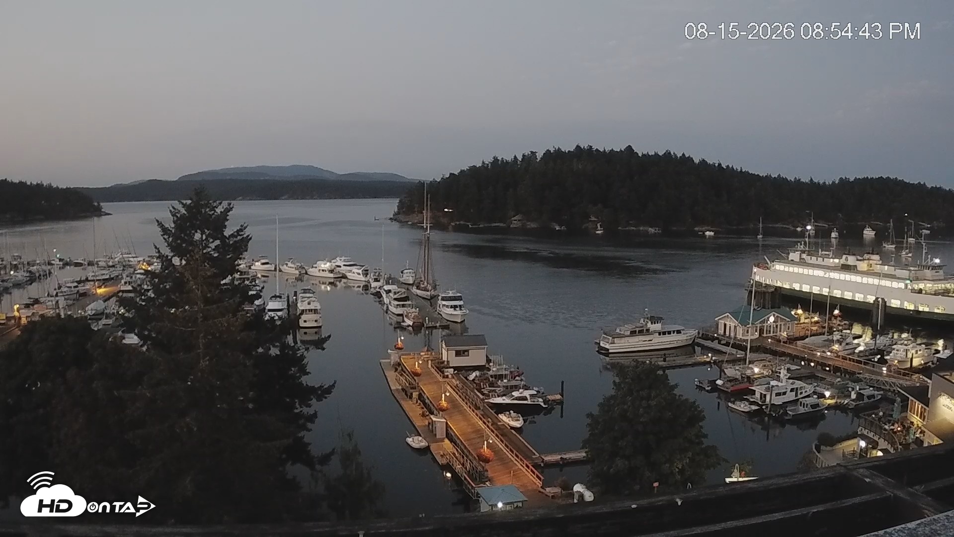 Snapshot of Friday Harbor - San Juan Island Live Webcam taken Aug 15, 2026, 8:55pm PDT