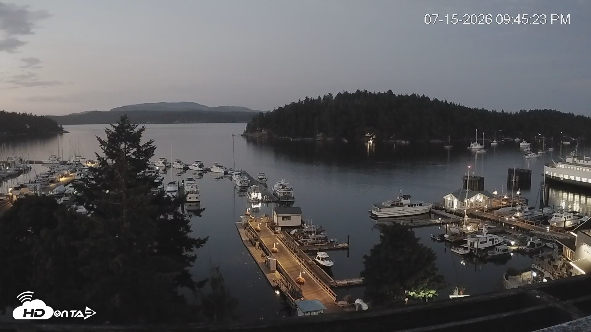 Snapshot of Friday Harbor - San Juan Island Live Webcam taken Jul 15, 2026, 9:46pm PDT