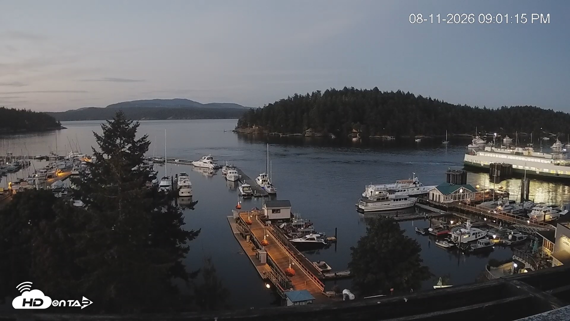 Snapshot of Friday Harbor - San Juan Island Live Webcam taken Aug 11, 2026, 9:02pm PDT