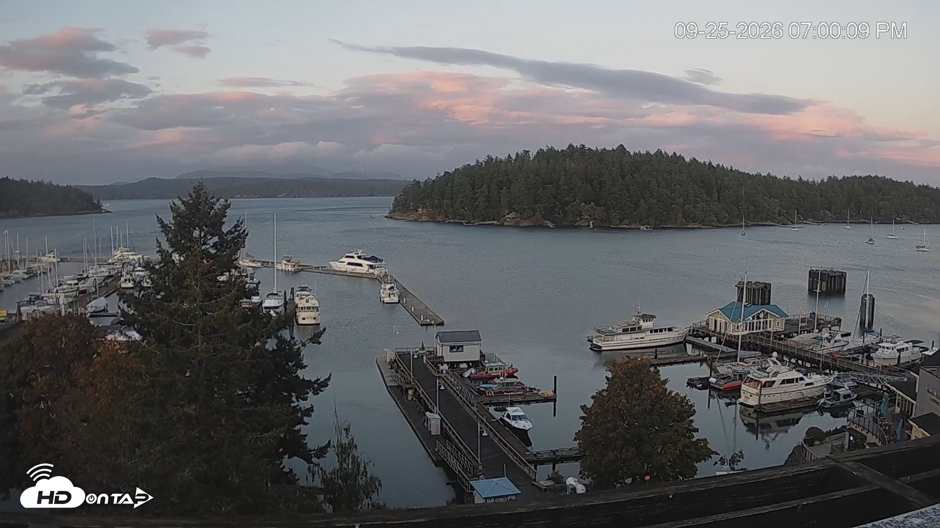 Snapshot of Friday Harbor - San Juan Island Live Webcam taken Sep 25, 2026, 7:01pm PDT