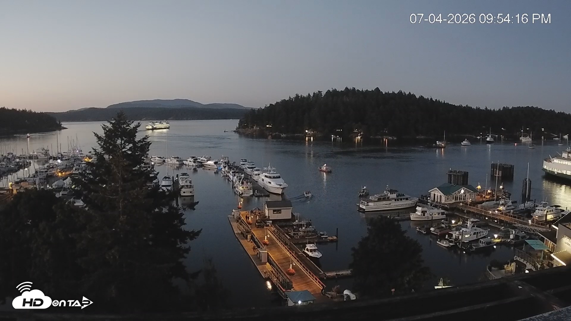 Snapshot of Friday Harbor - San Juan Island Live Webcam taken Jul 4, 2026, 9:55pm PDT