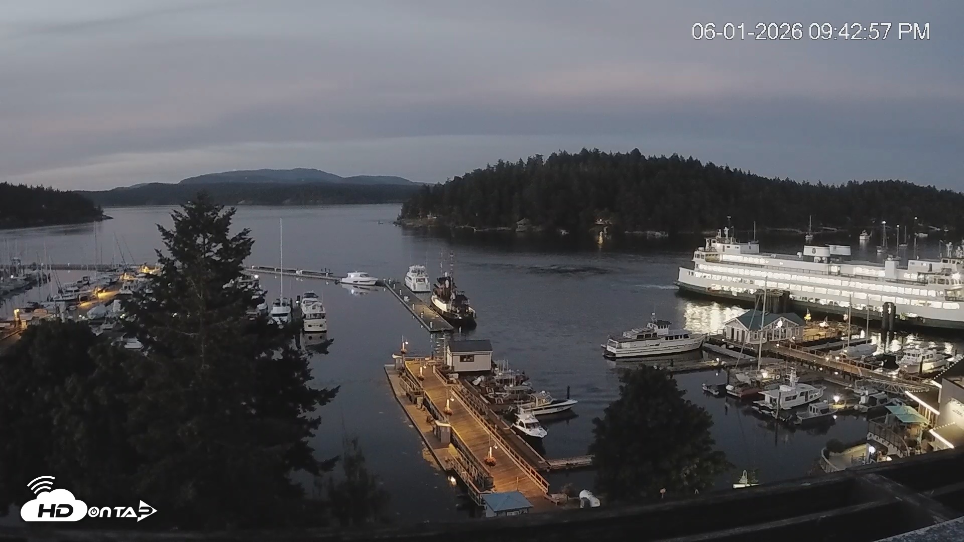 Snapshot of Friday Harbor - San Juan Island Live Webcam taken Jun 1, 2026, 9:43pm PDT